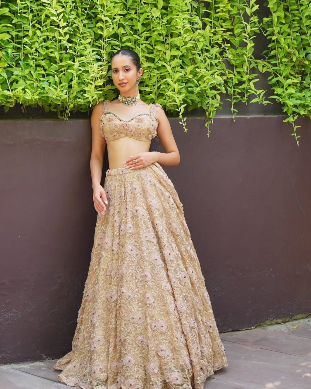Beige Lehenga Set
