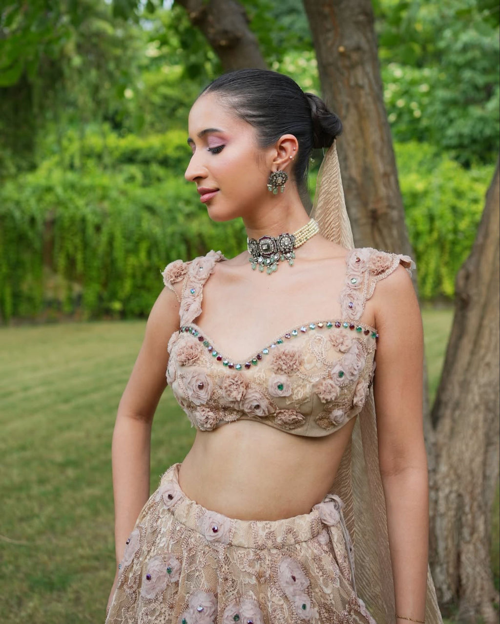 Beige Lehenga Set