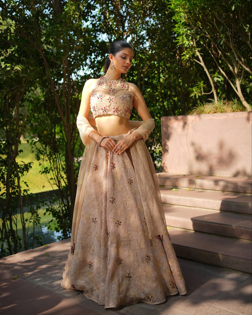 Beige Lehenga Set