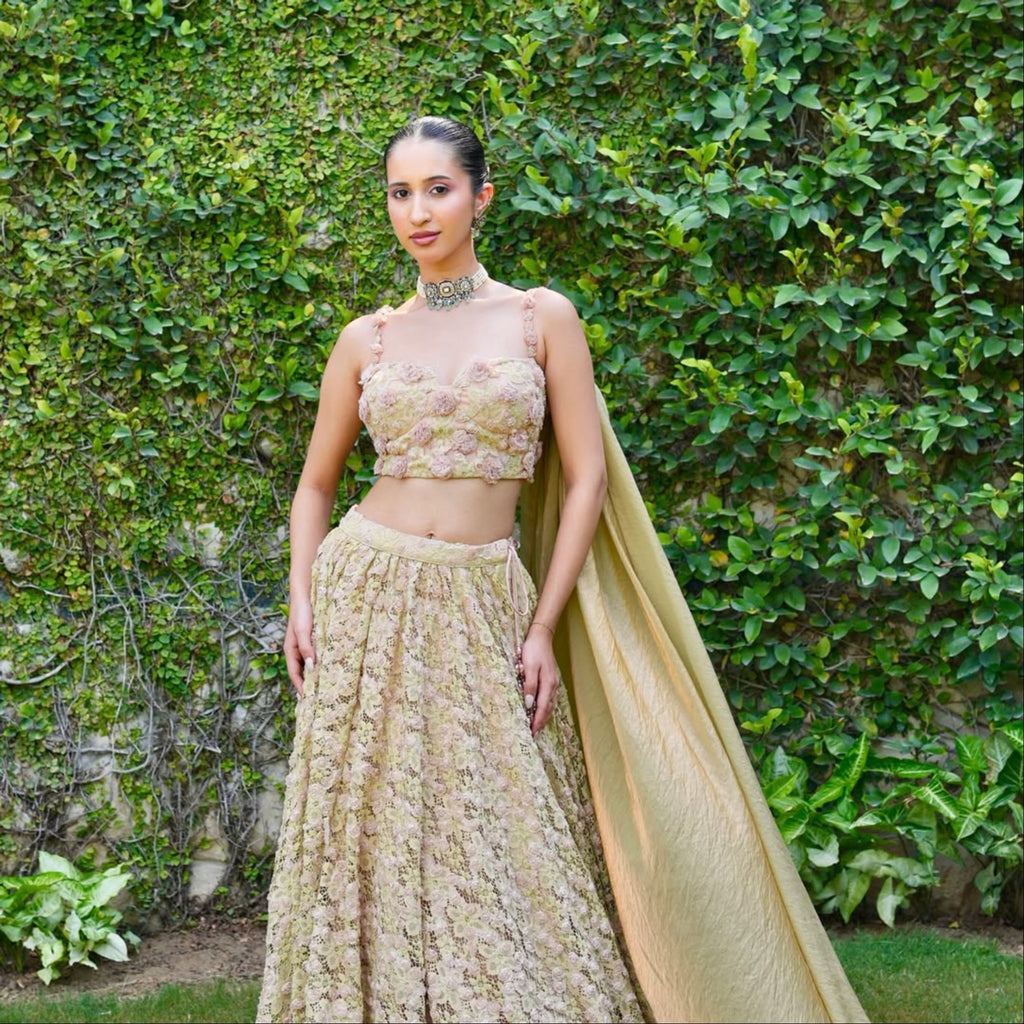 Lime Pink Lehenga Set