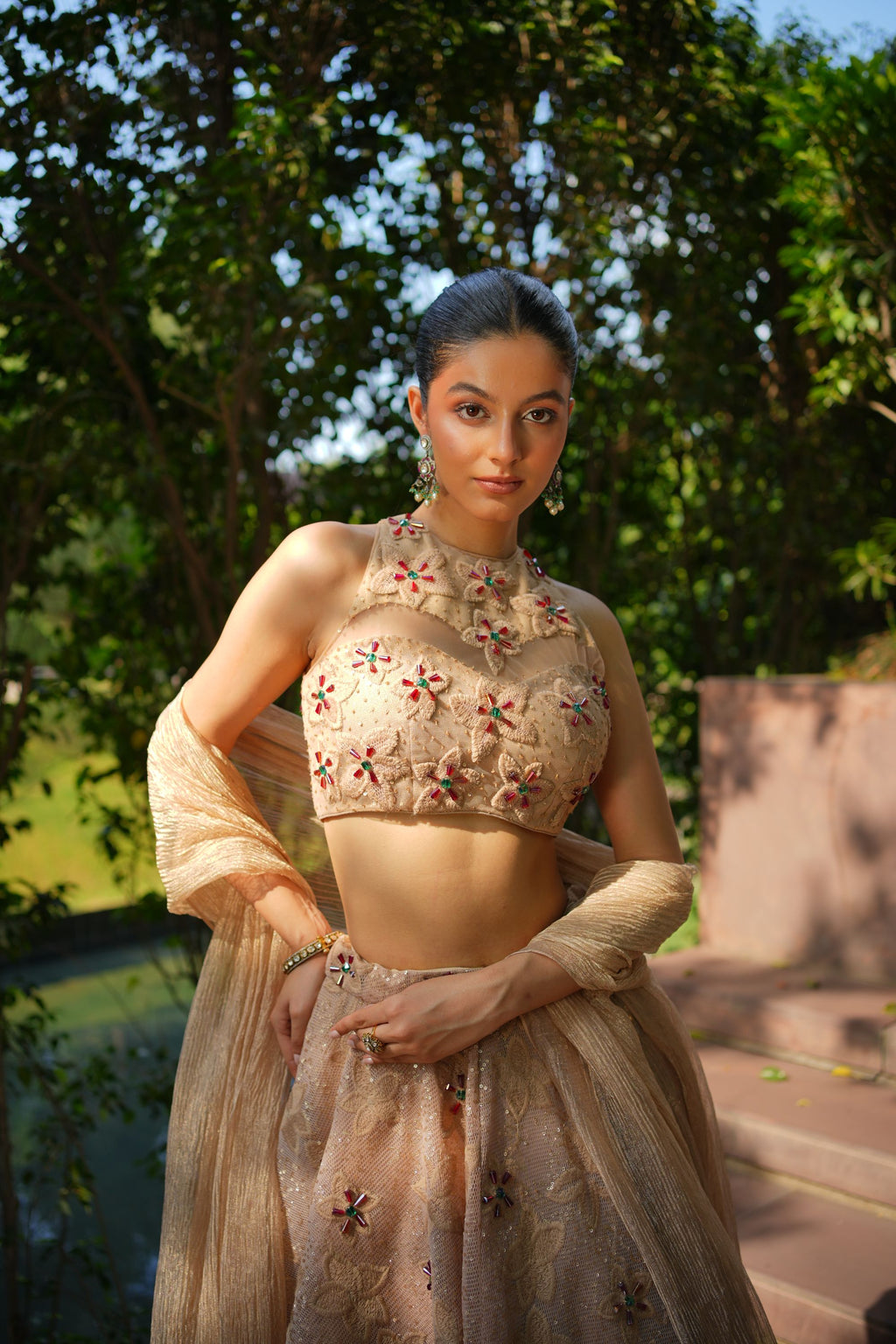 Beige Lehenga Set