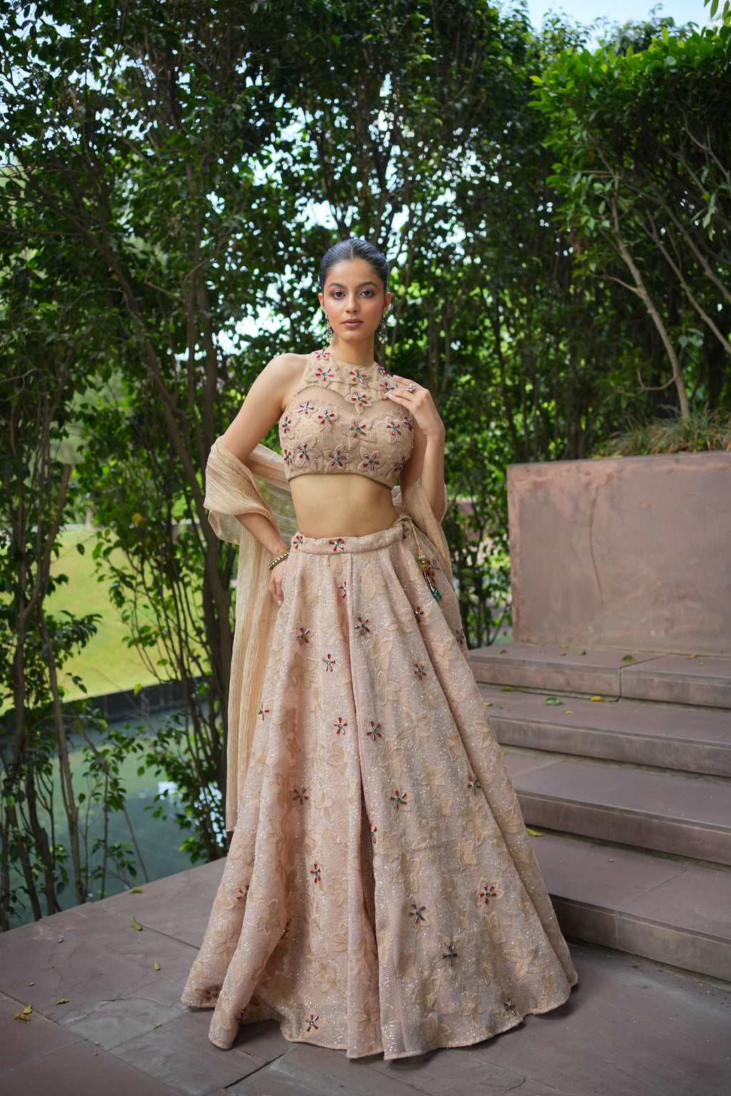 Beige Lehenga Set