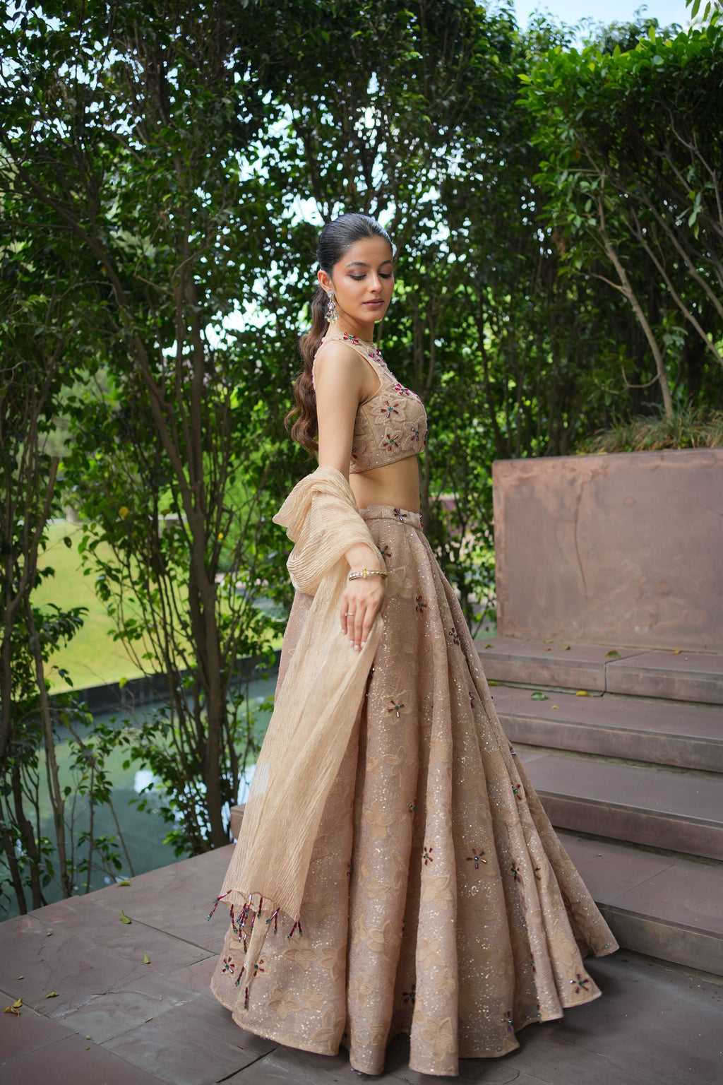 Beige Lehenga Set
