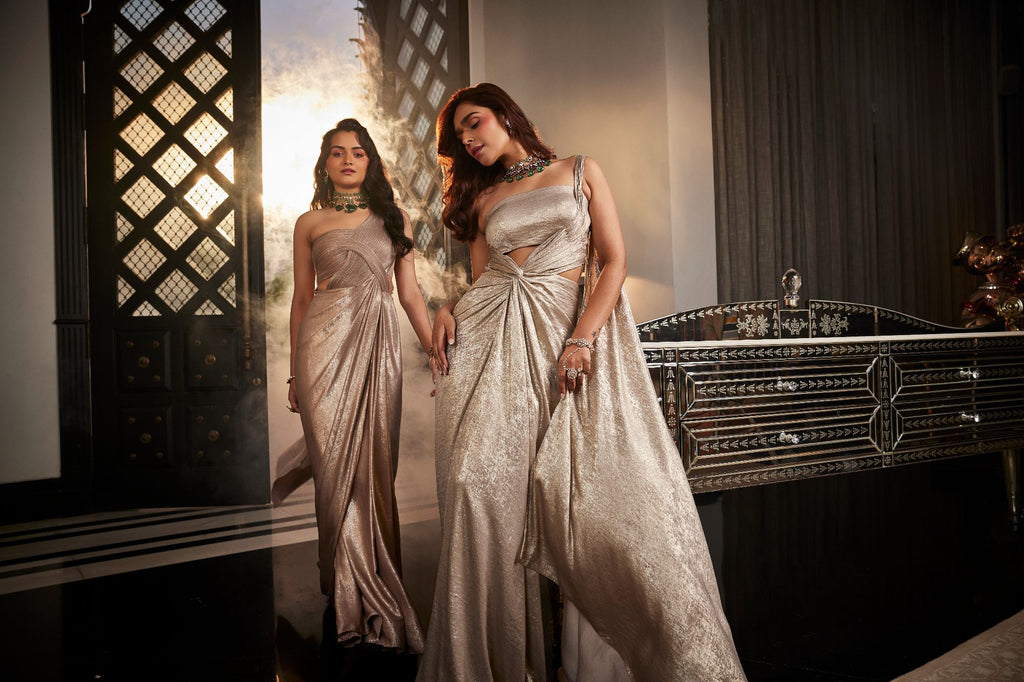 Sandwash wire drape saree gown