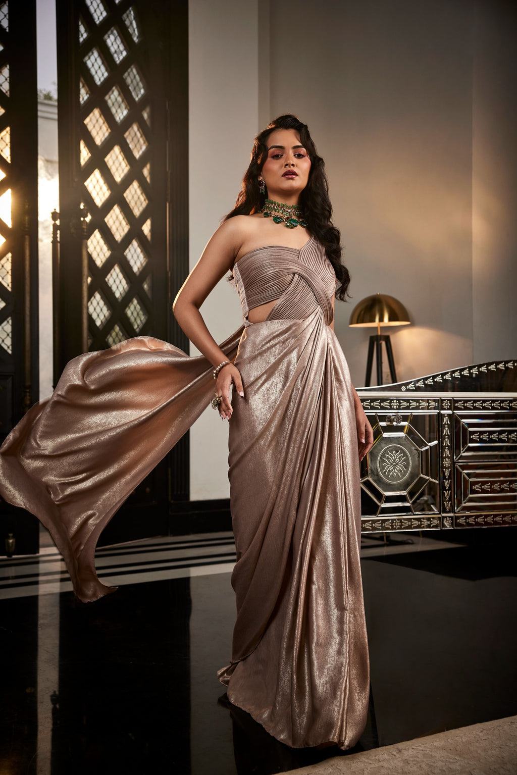 Sandwash wire drape saree gown