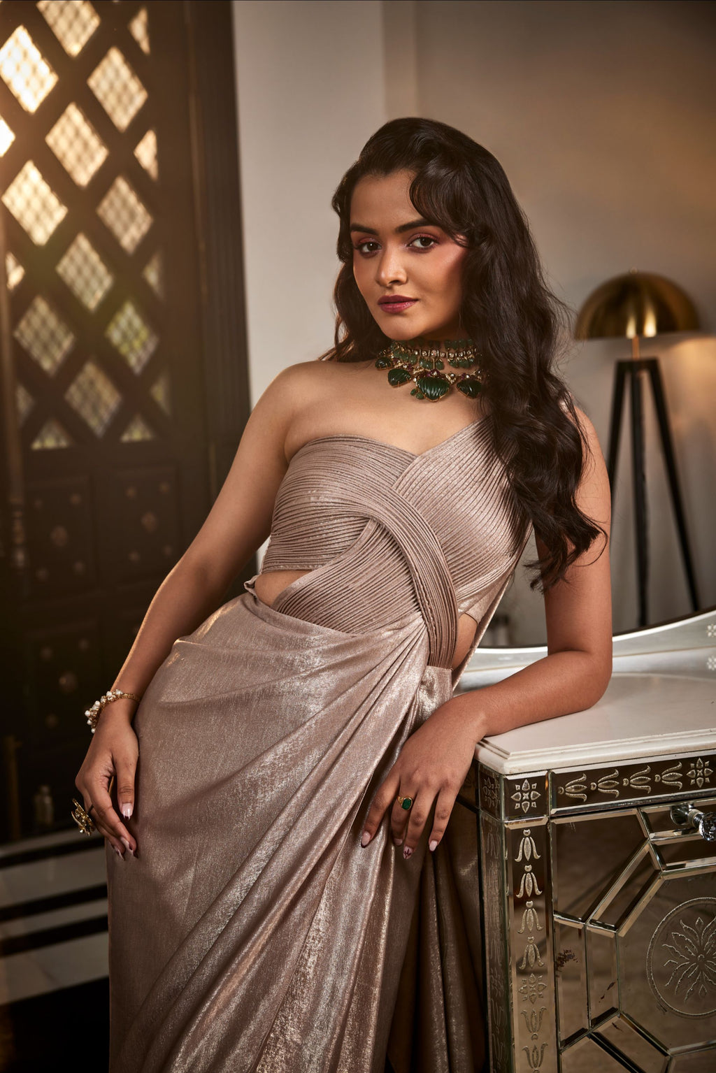 Sandwash wire drape saree gown