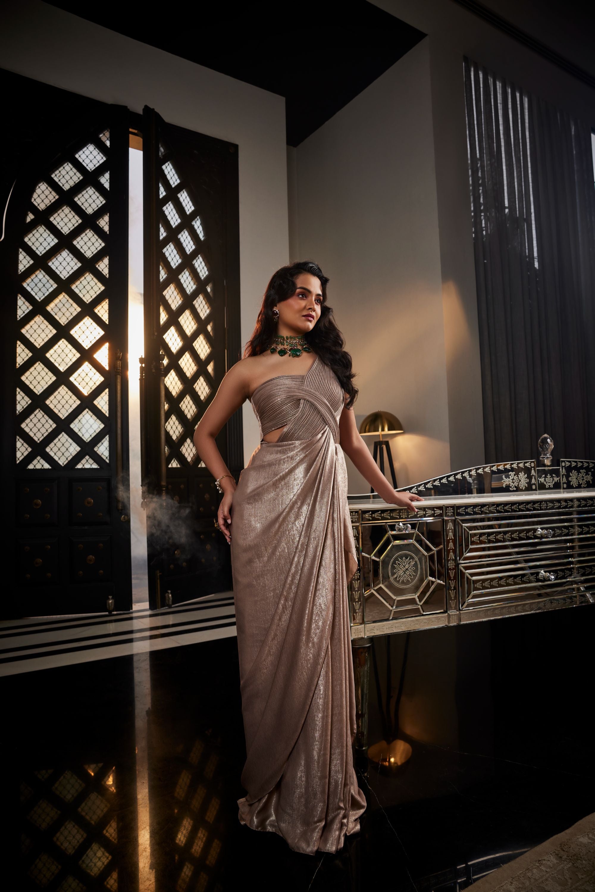 Sandwash wire drape saree gown
