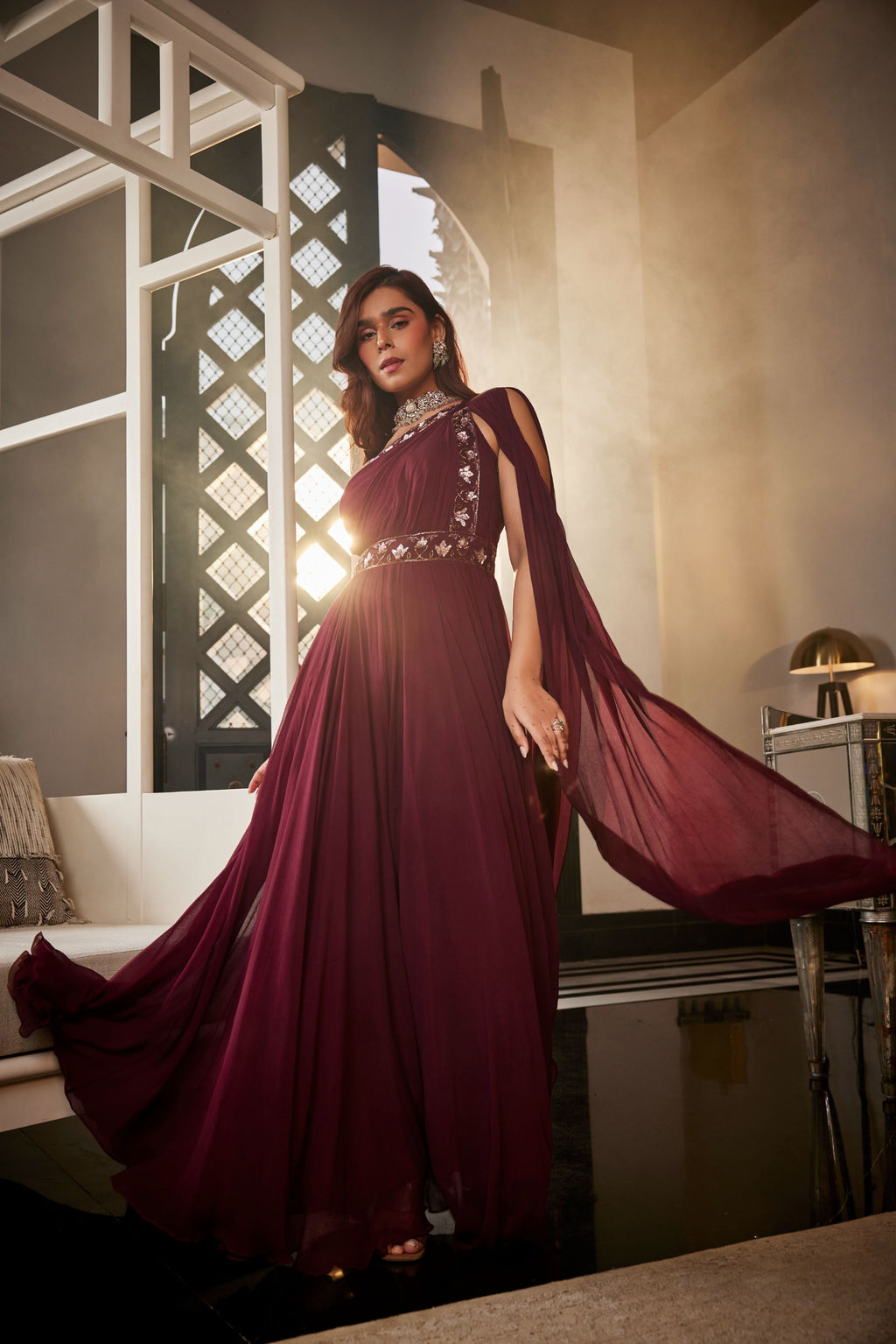 Maroon Chiffon Gown