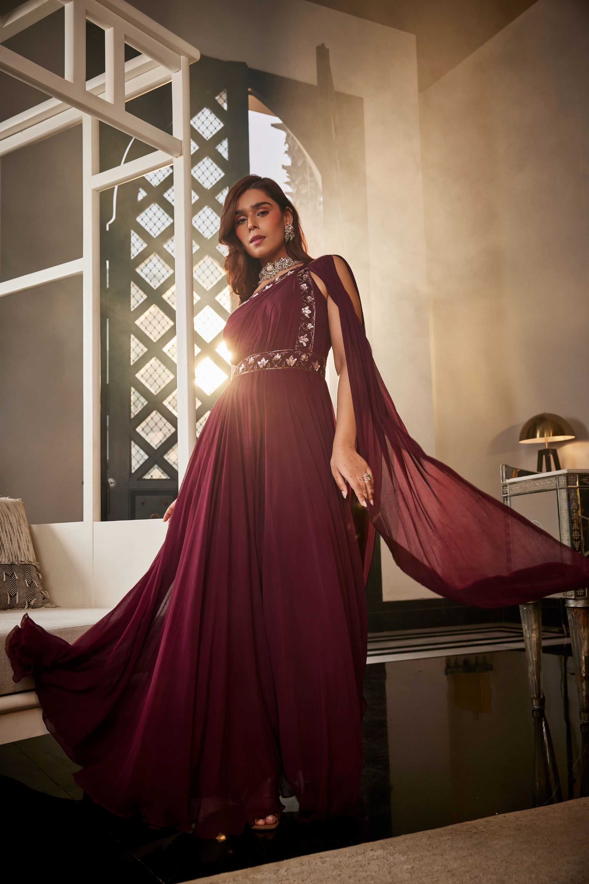 Maroon Chiffon Gown
