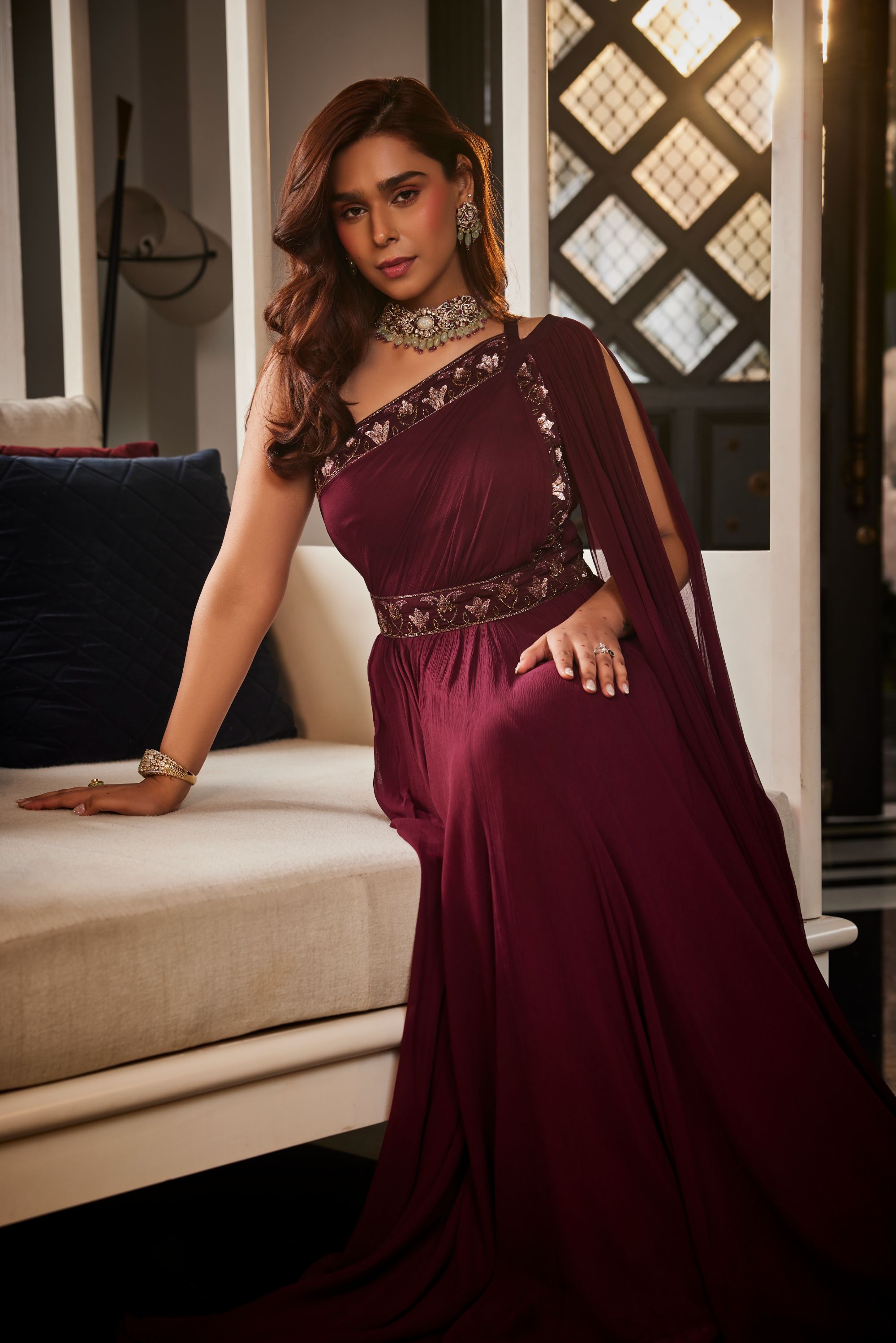 Maroon Chiffon Gown