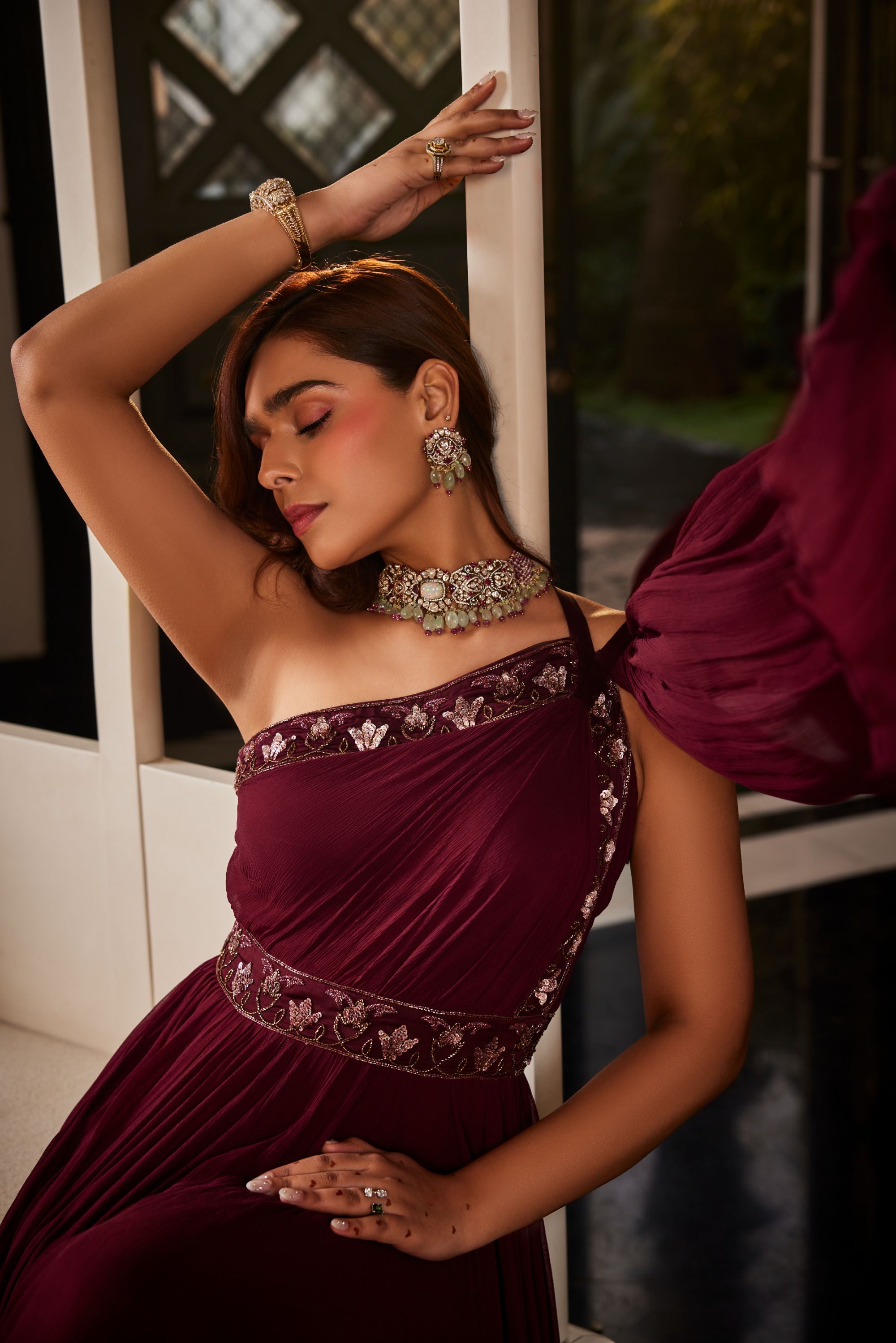 Maroon Chiffon Gown