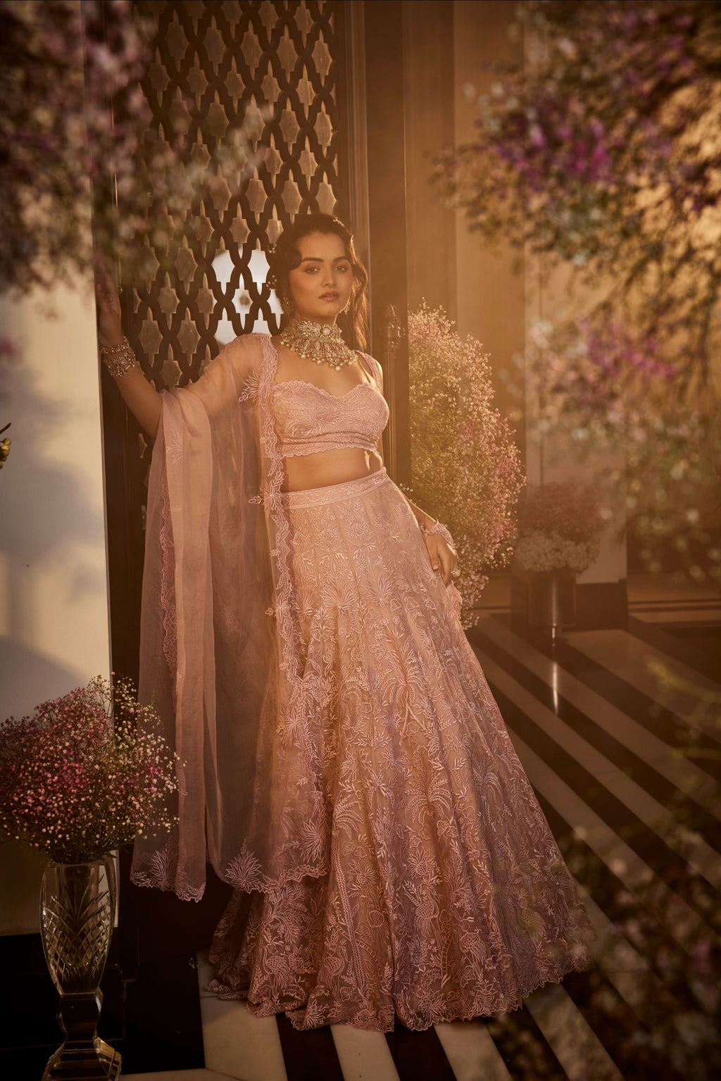 Tropical embroidery design lehenga set
