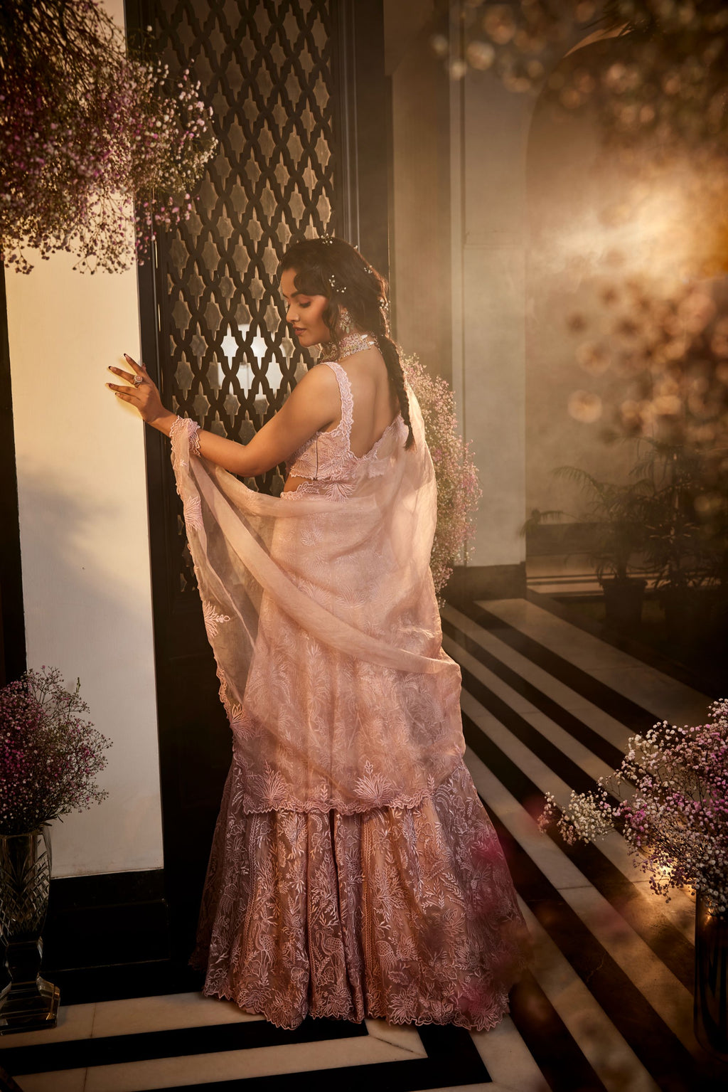 Tropical embroidery design lehenga set