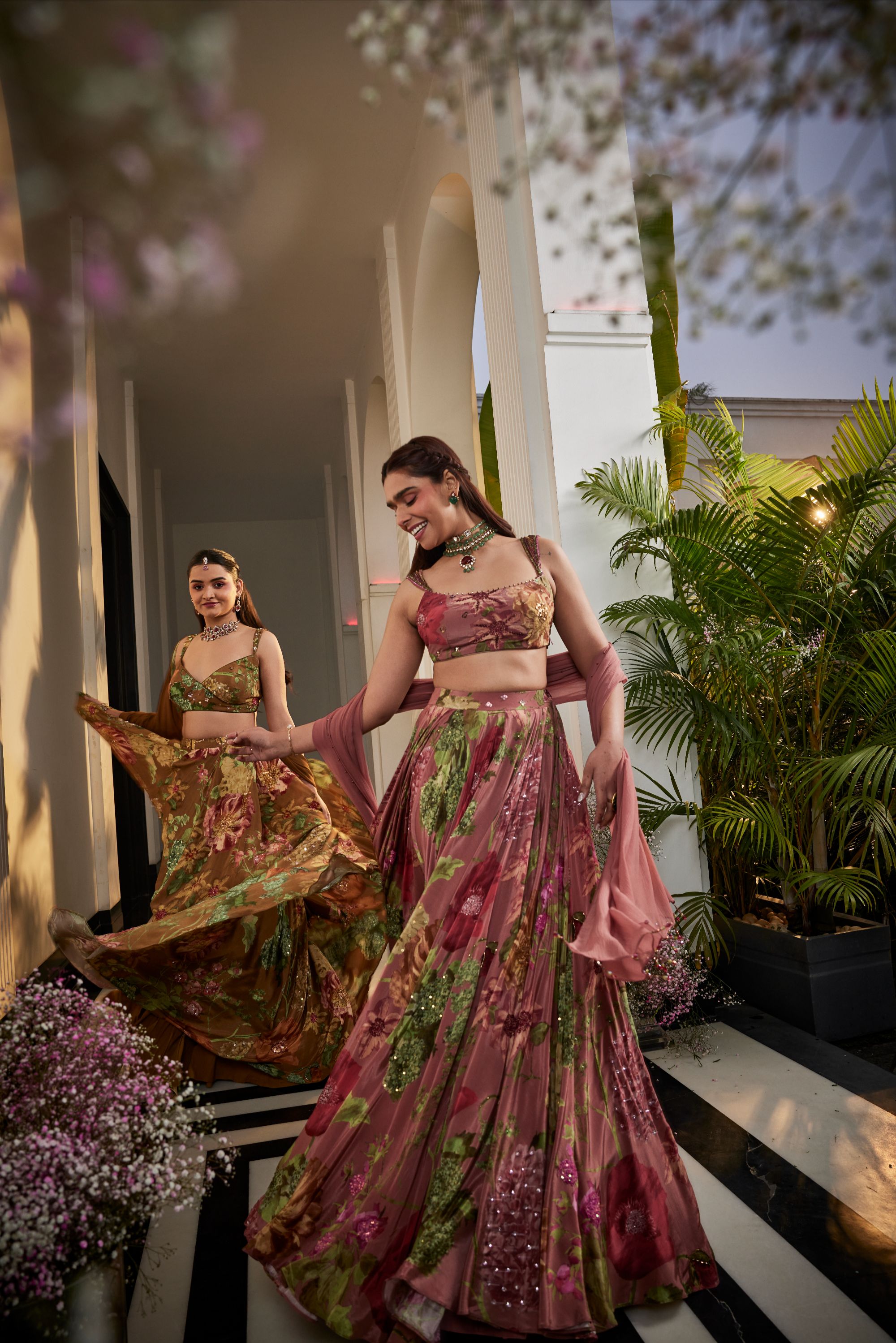 Handwork Brown Musturd Lehenga Set