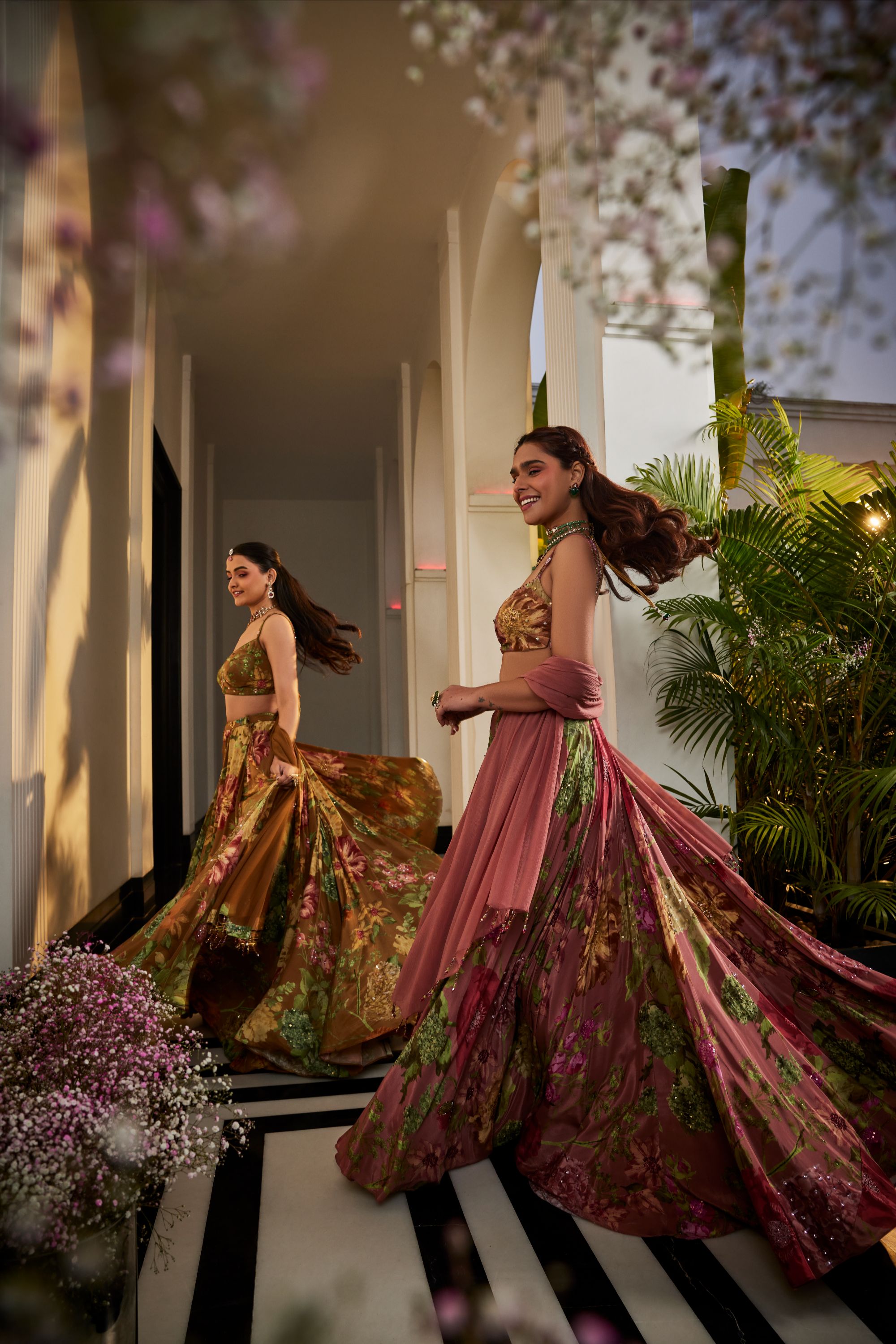 Handwork Brown Musturd Lehenga Set