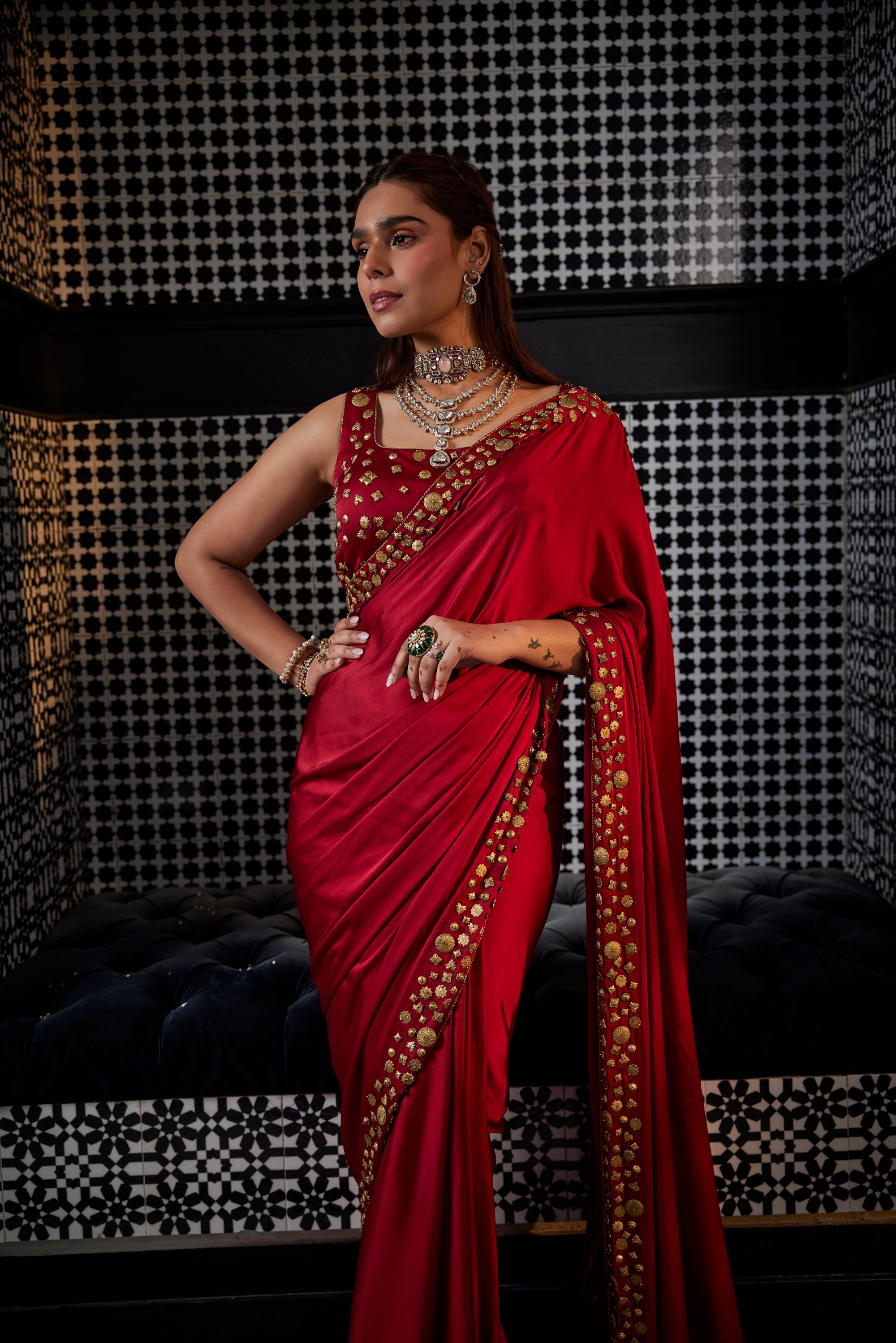 Scarlett Red Saree