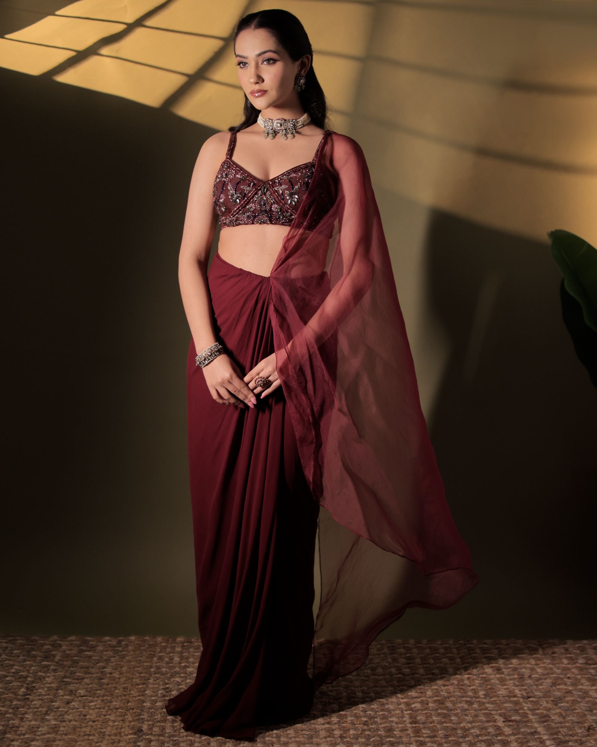 Maroon Wine Drape Set