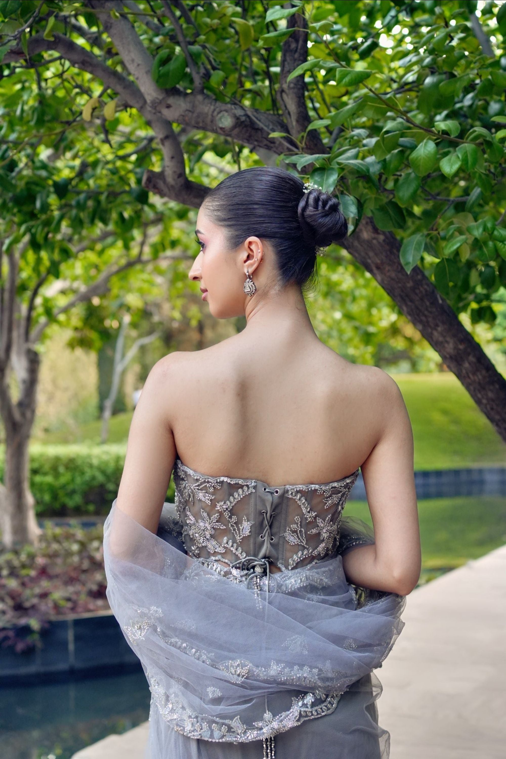 Powder Blue Pre Drape Saree