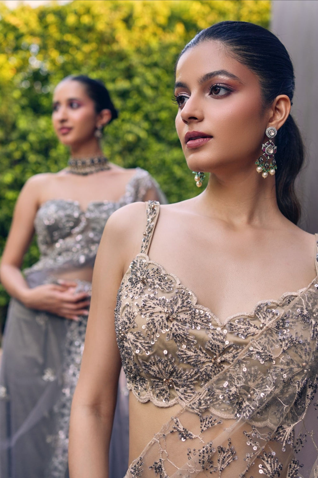 Golden Beige Pre Drape Saree