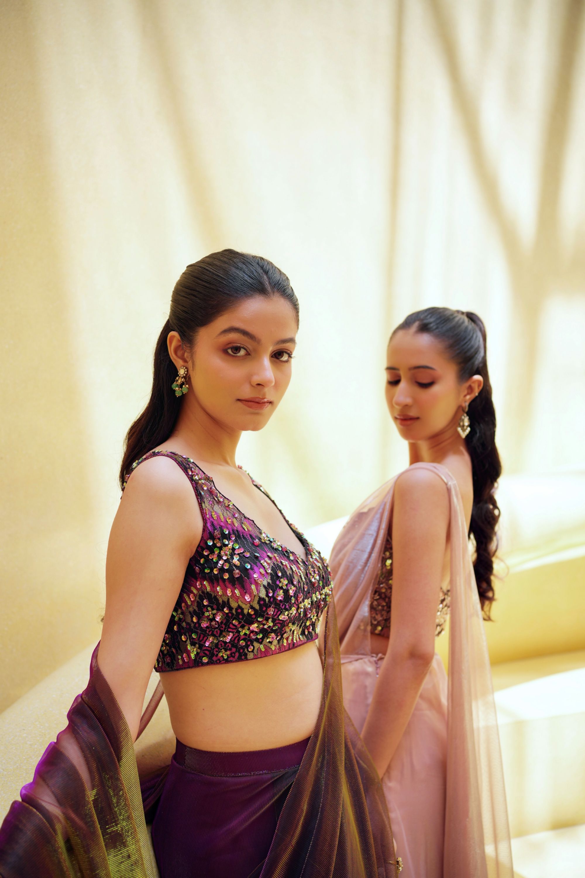 Pink Pre Drape Saree