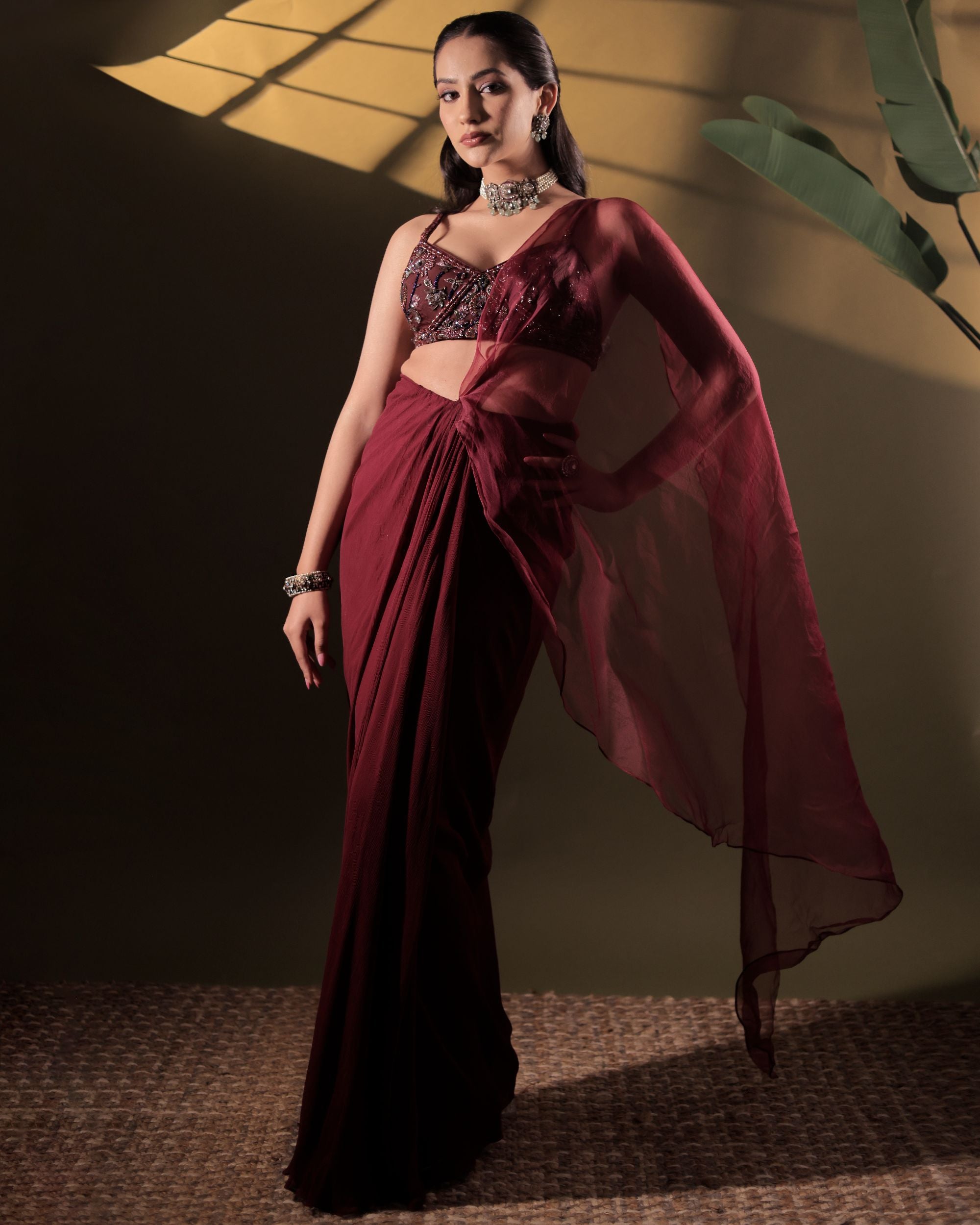 Maroon Wine Drape Set