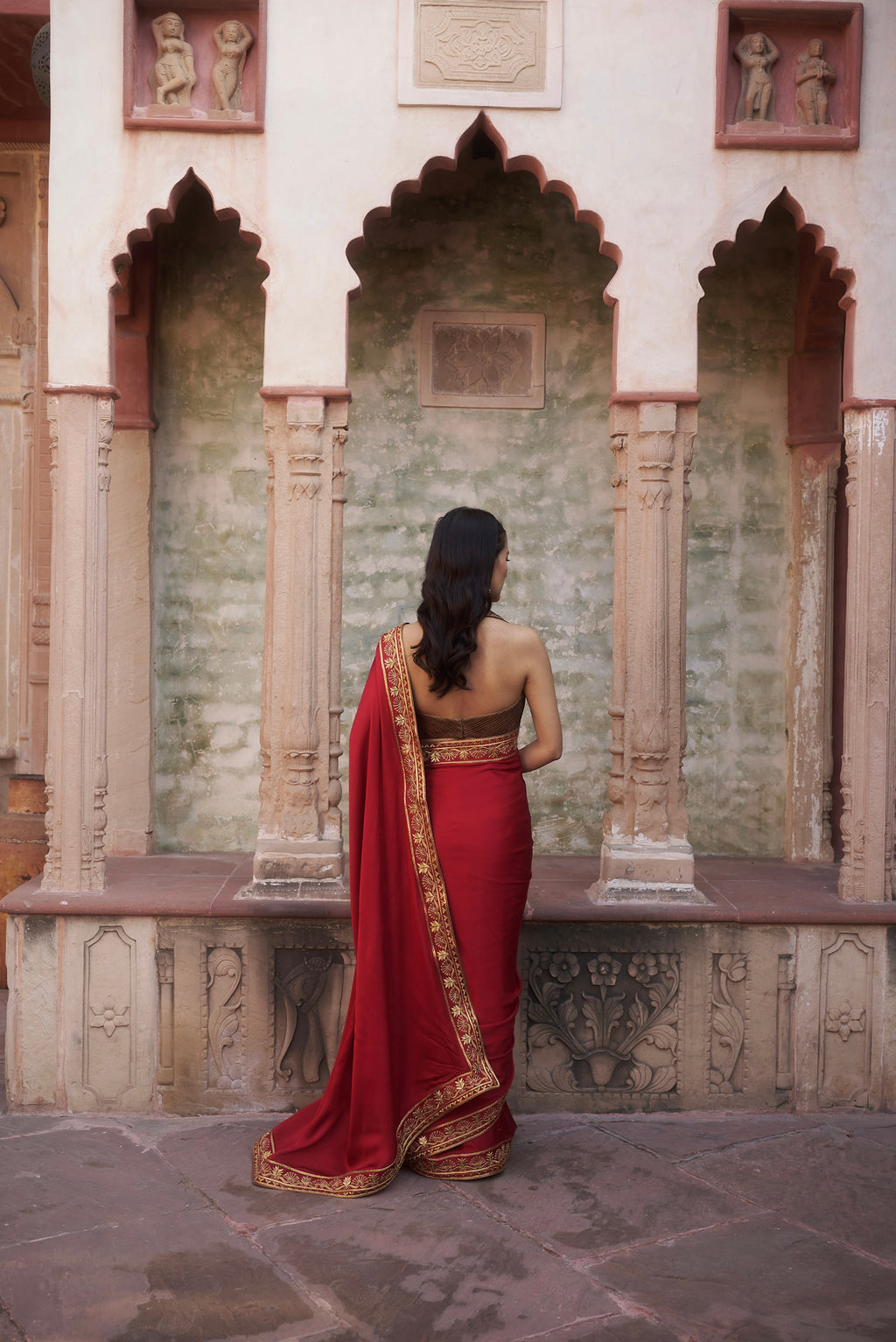 Crimson Satin Saree