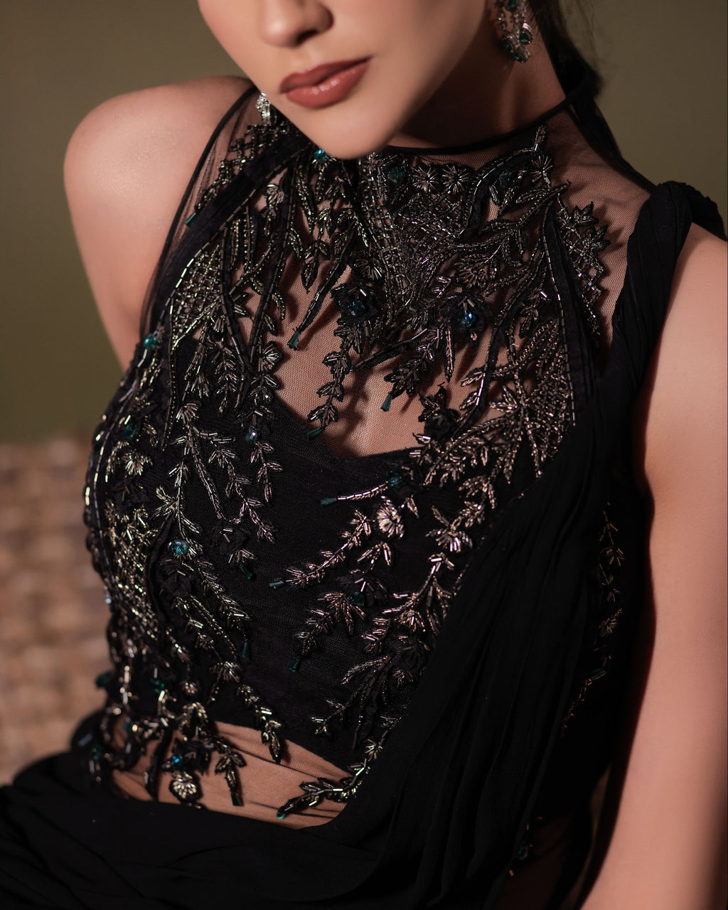 Black Georgette Saree Gown