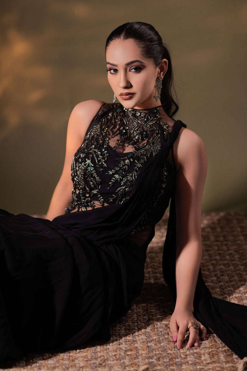 Black Georgette Saree Gown