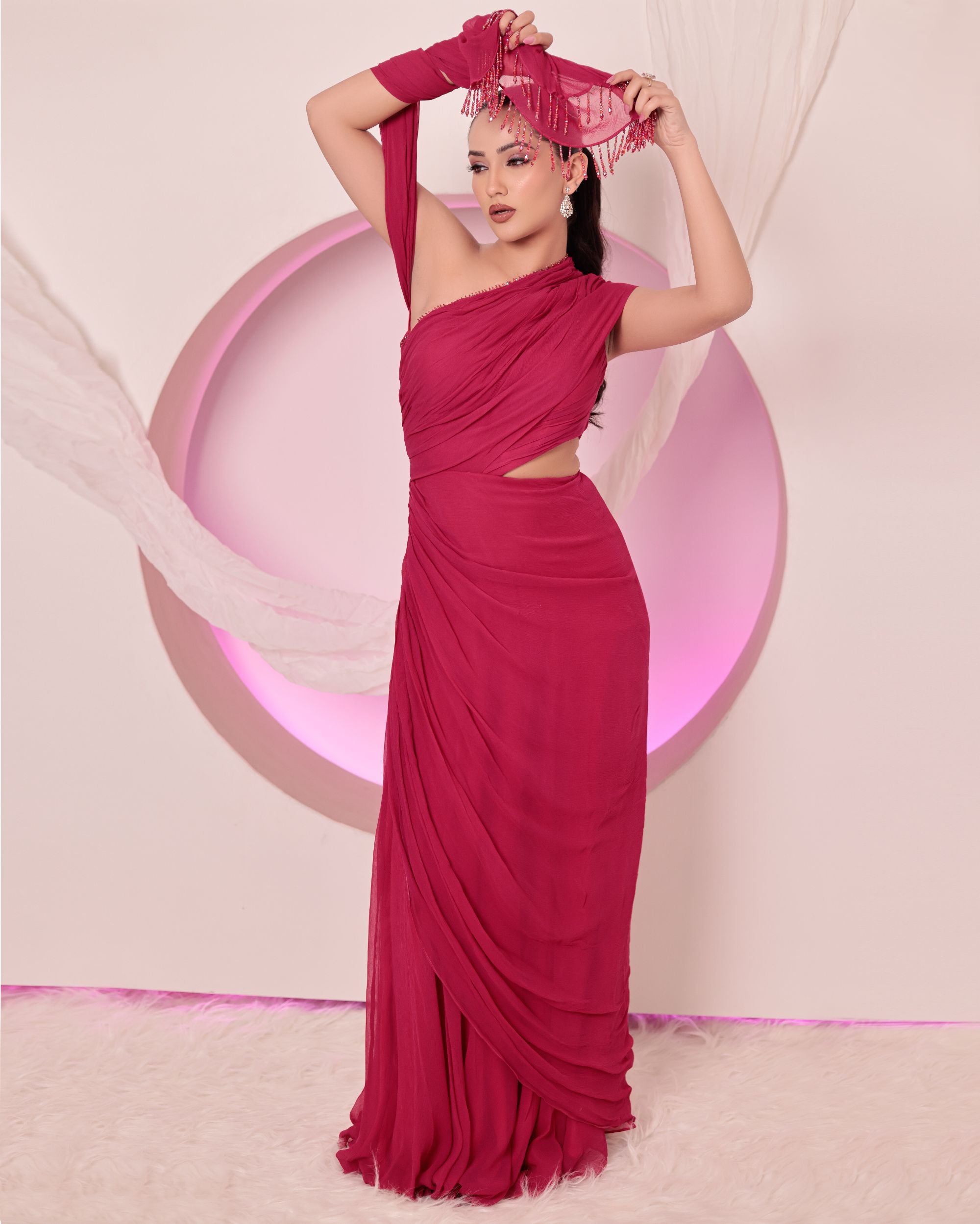 Magentta Drape Gown