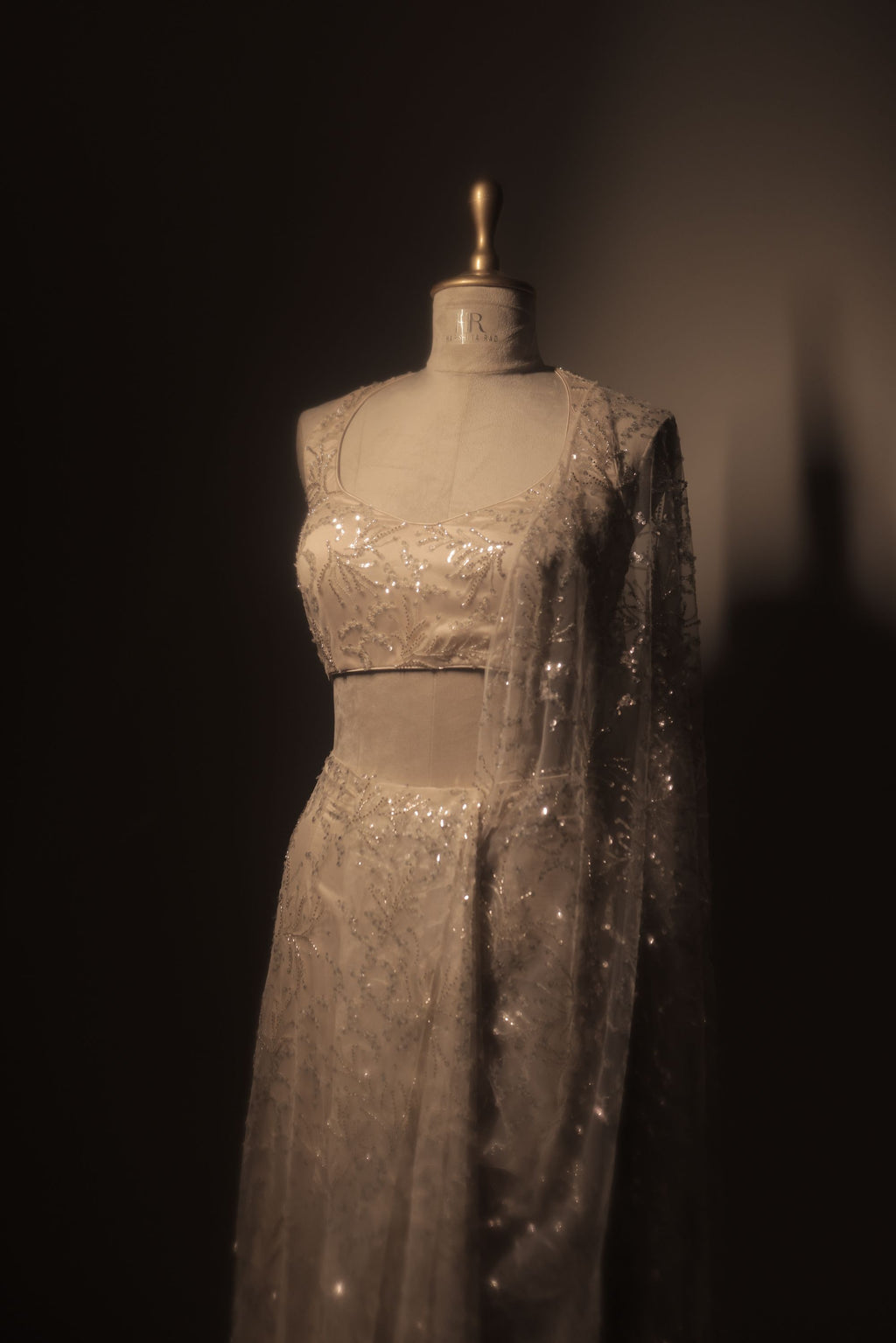 Ivory White Pre Drape Saree