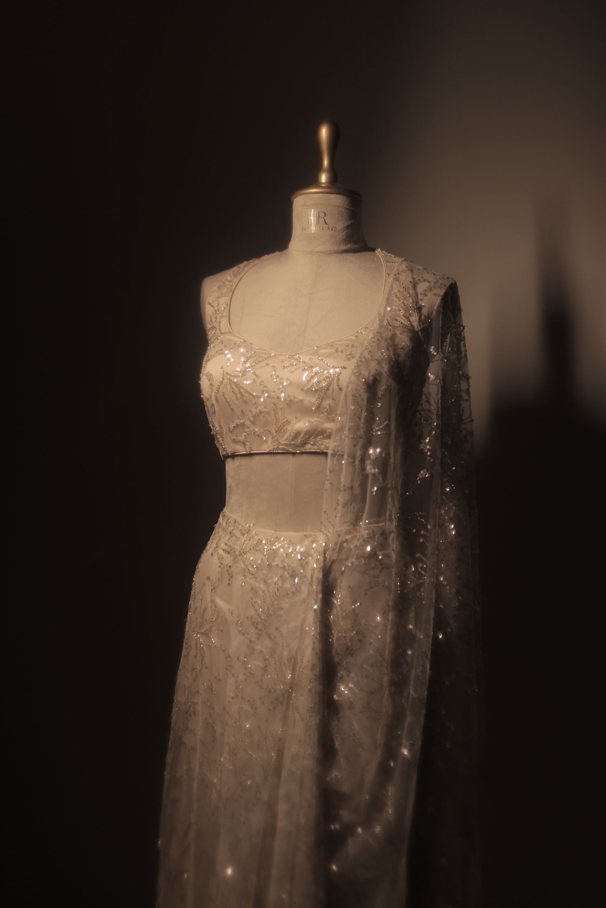 Ivory White Pre Drape Saree