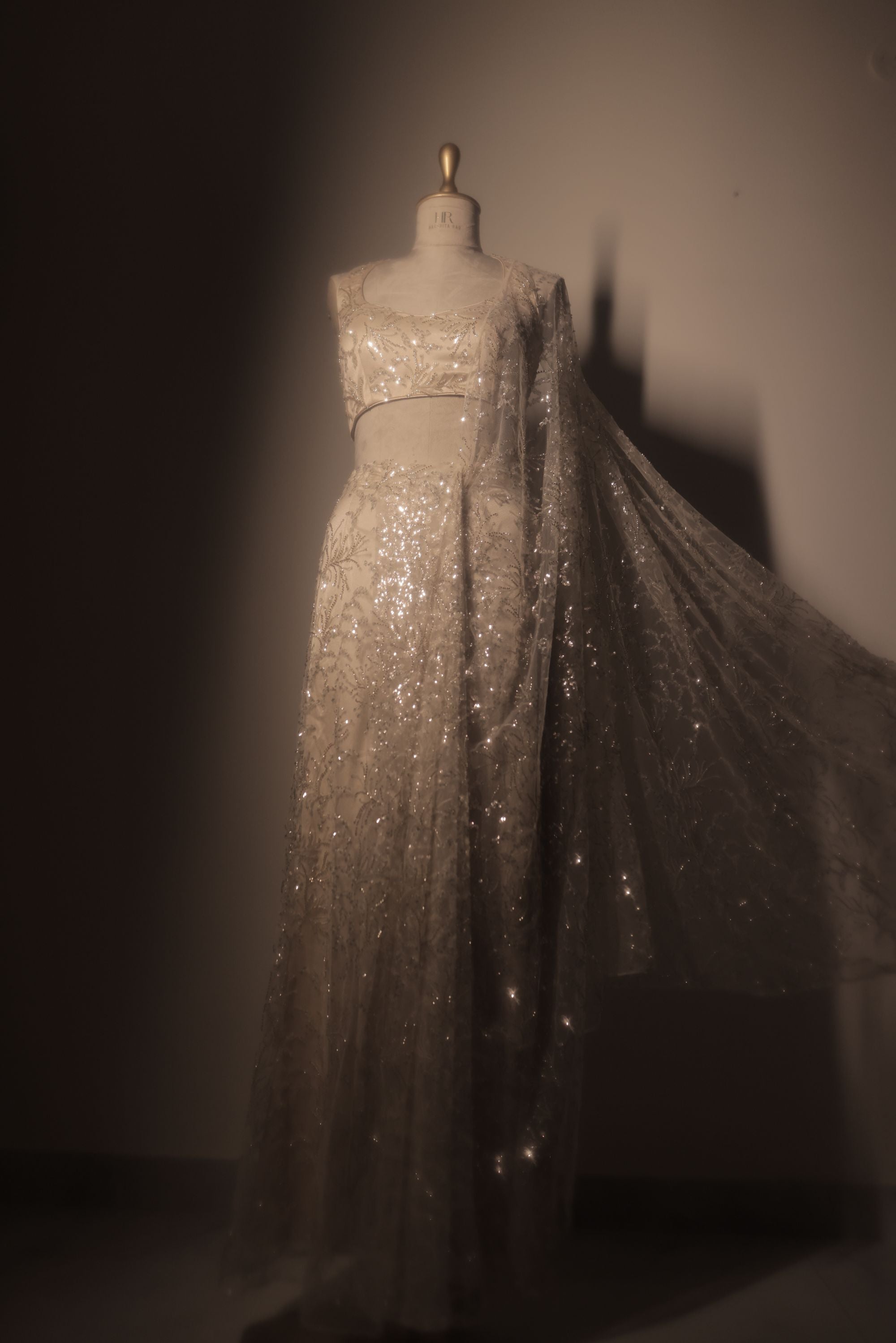 Ivory White Pre Drape Saree