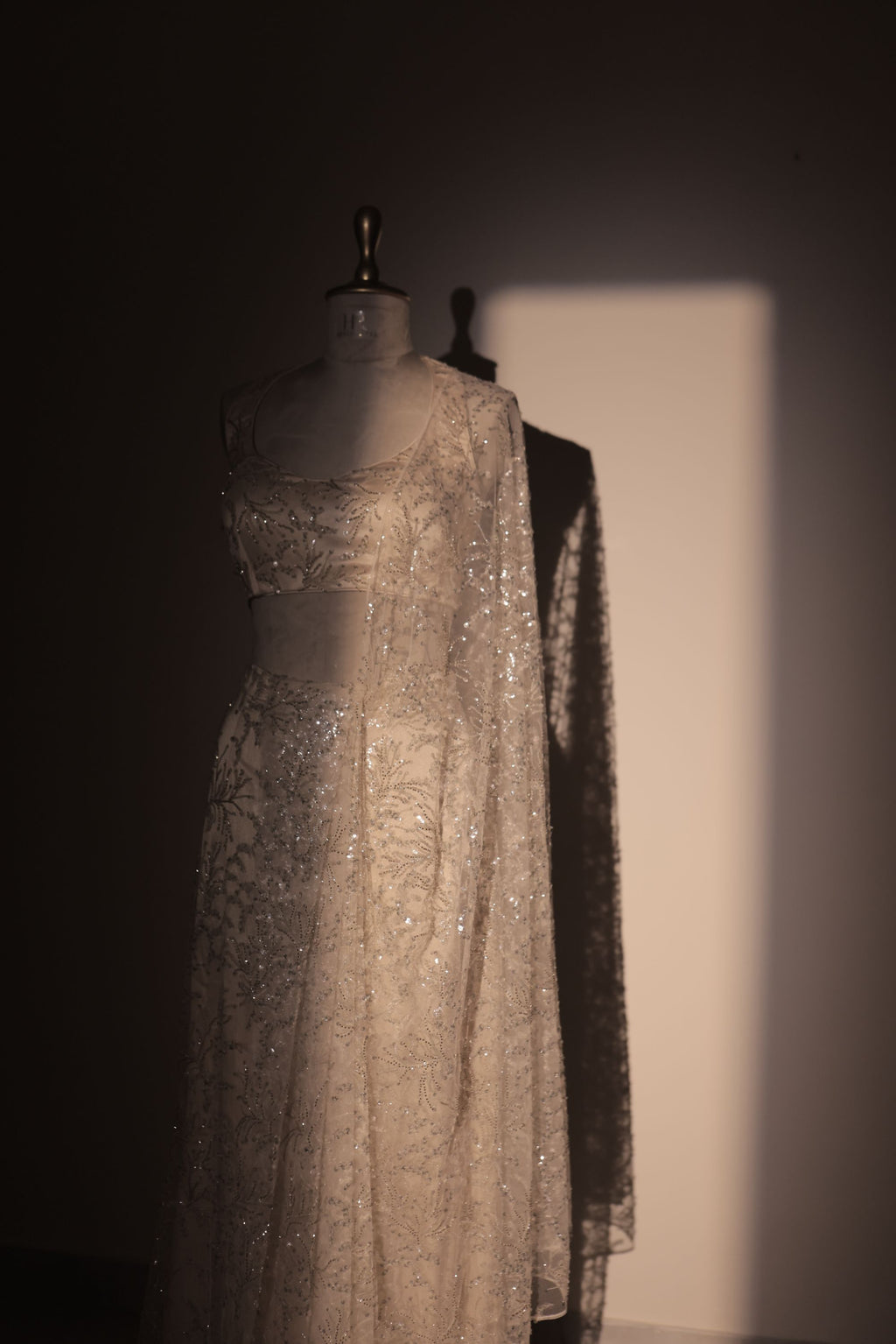 Ivory White Pre Drape Saree