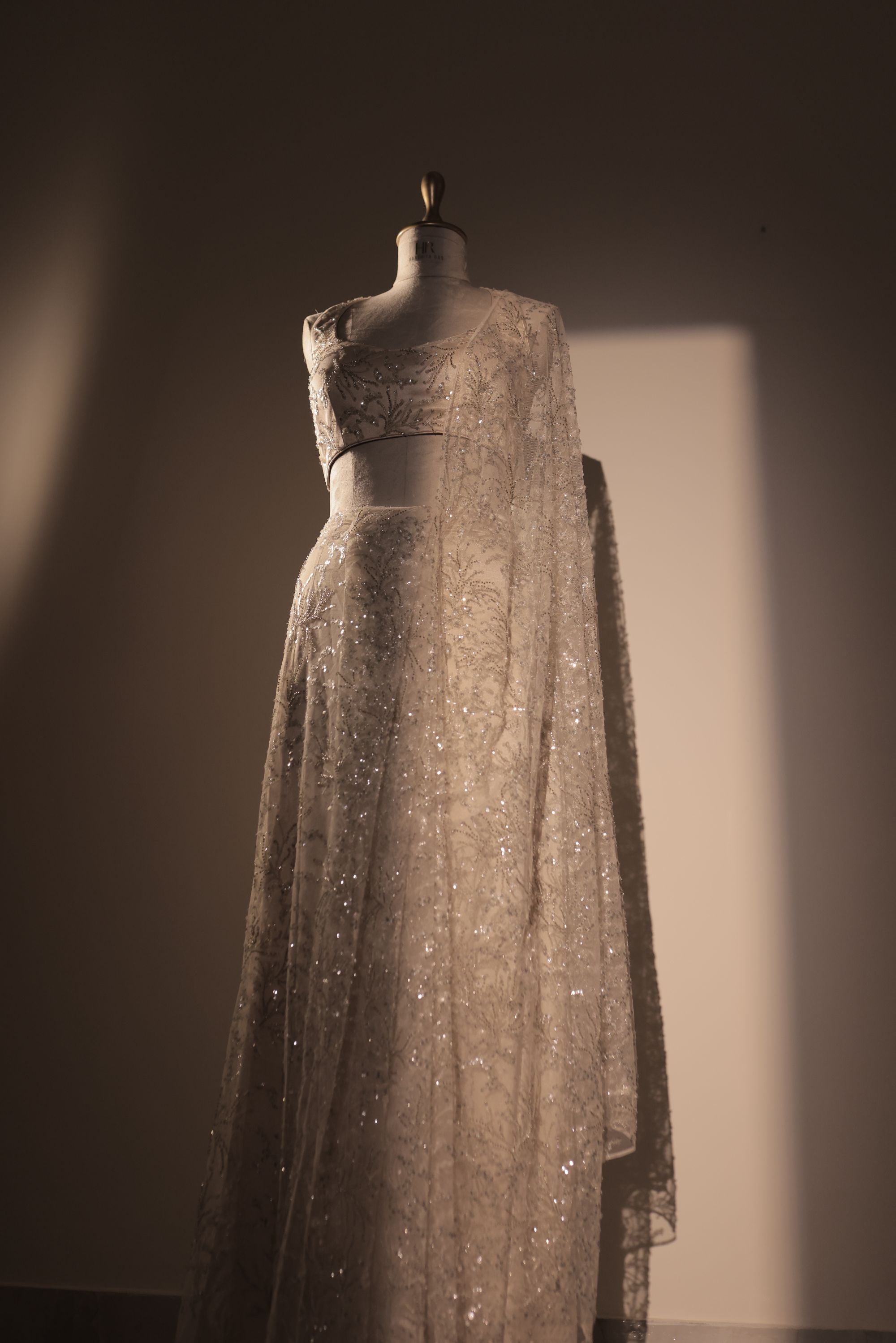 Ivory White Pre Drape Saree