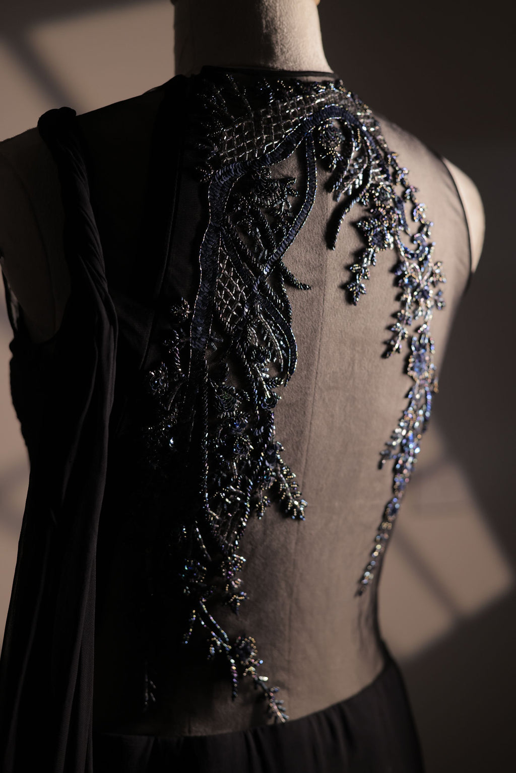 Black Embroidered Saree Gown