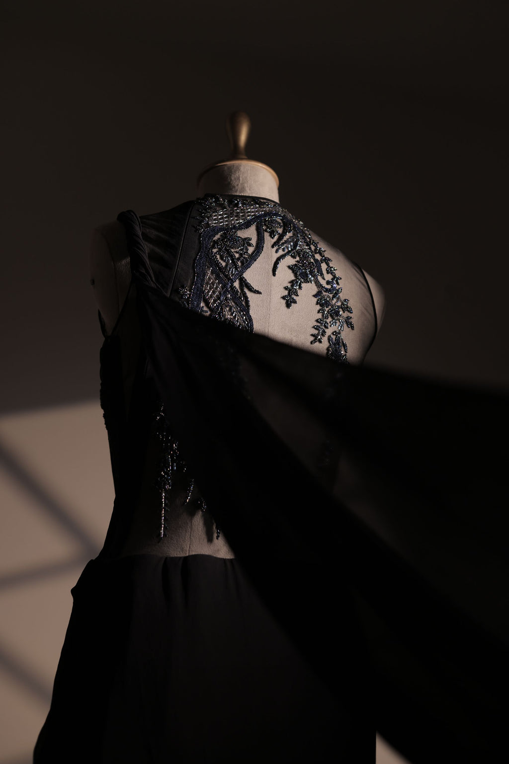 Black Embroidered Saree Gown