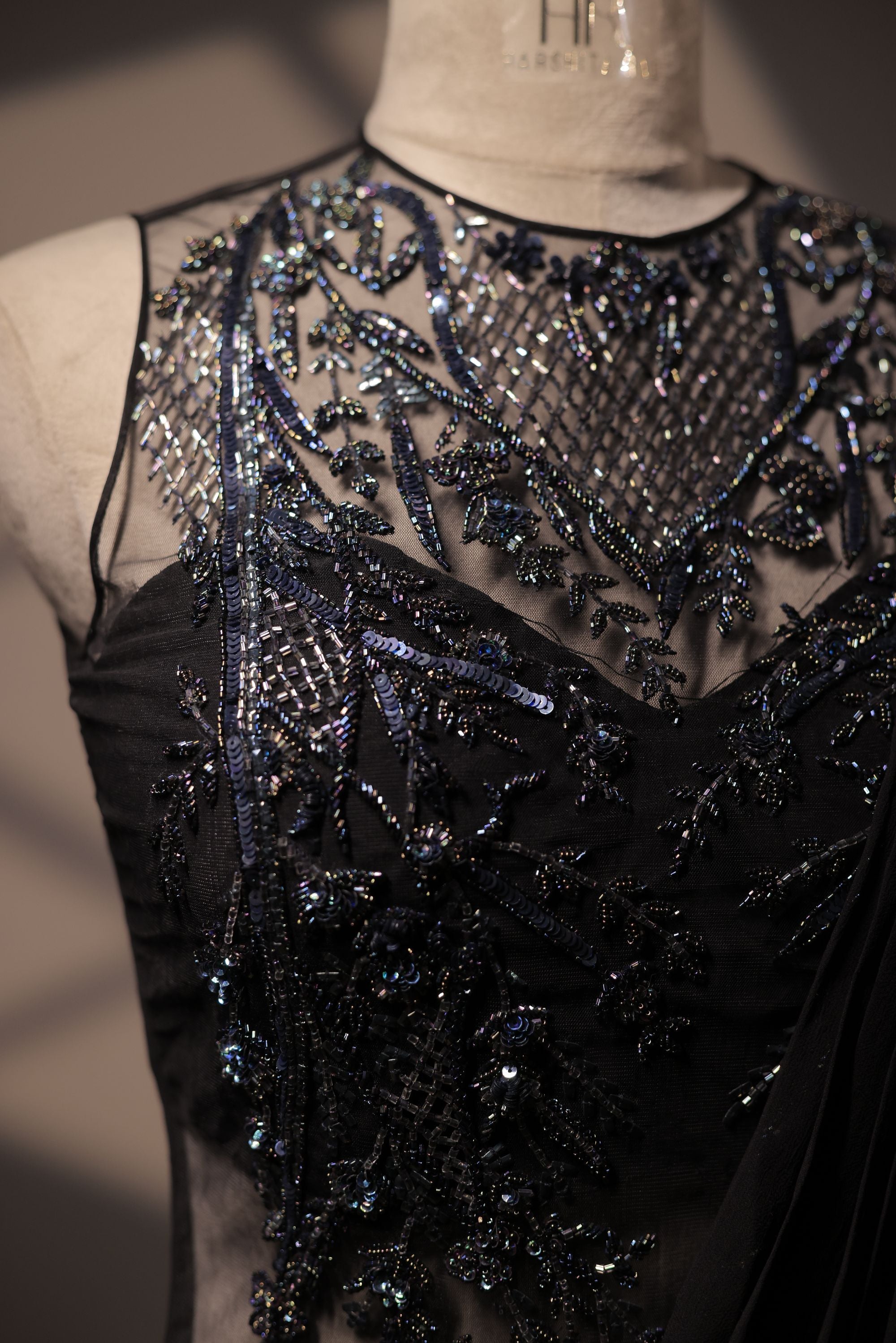 Black Embroidered Saree Gown