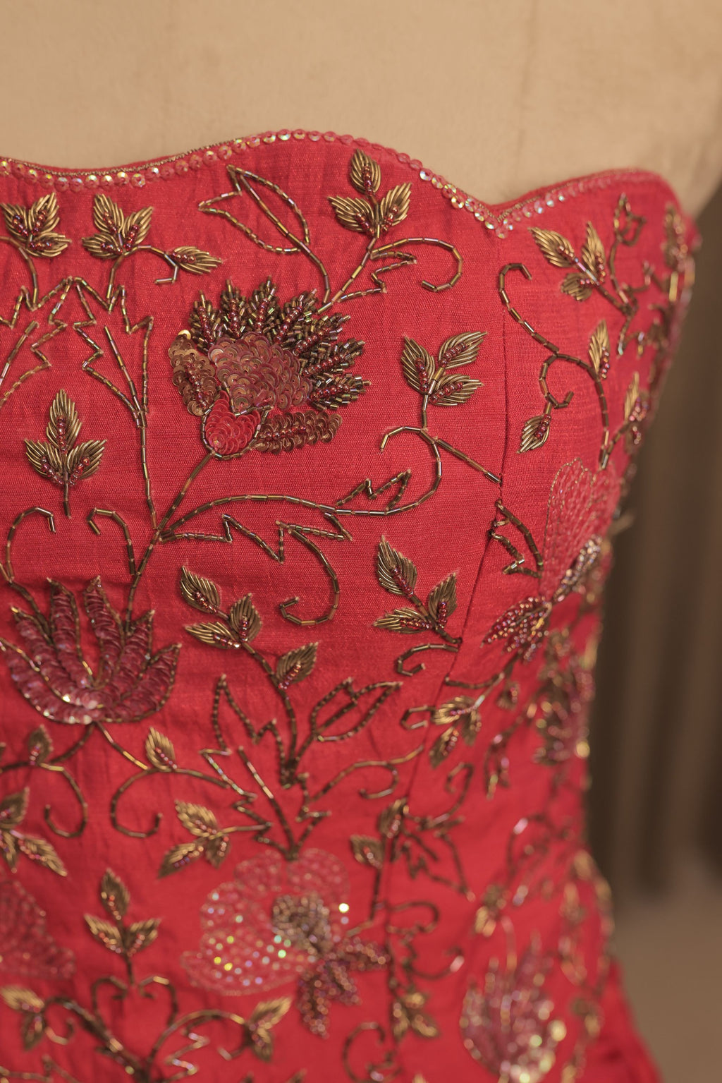 Raw Silk Magenta Corset Skirt Set