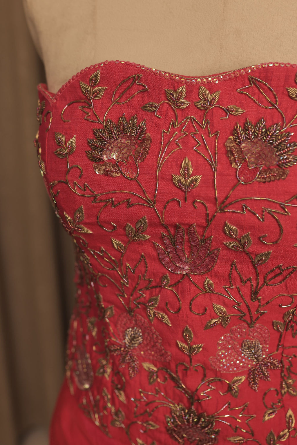 Raw Silk Magenta Corset Skirt Set