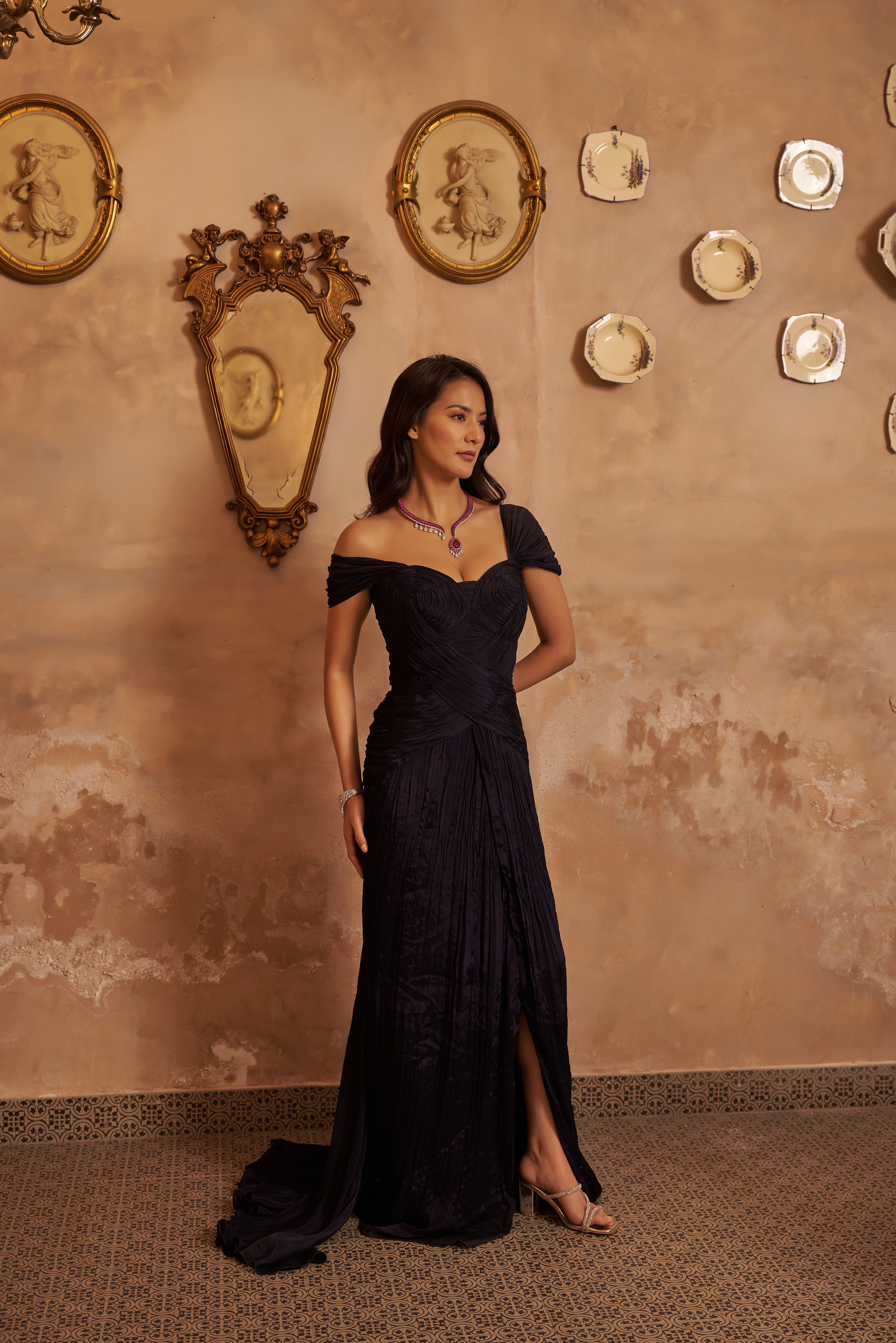 Royale Blue Ruched Gown