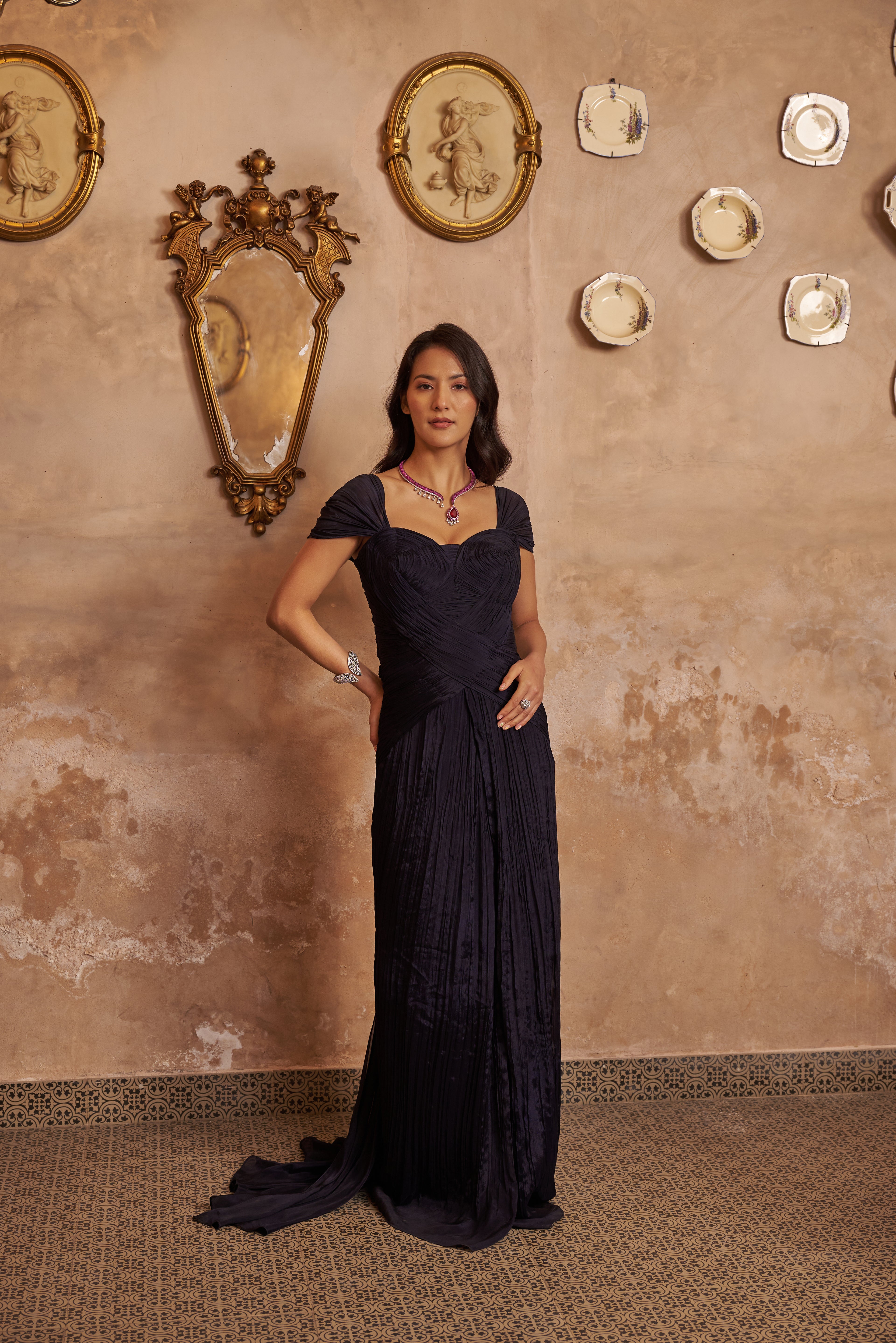 Royale Blue Ruched Gown