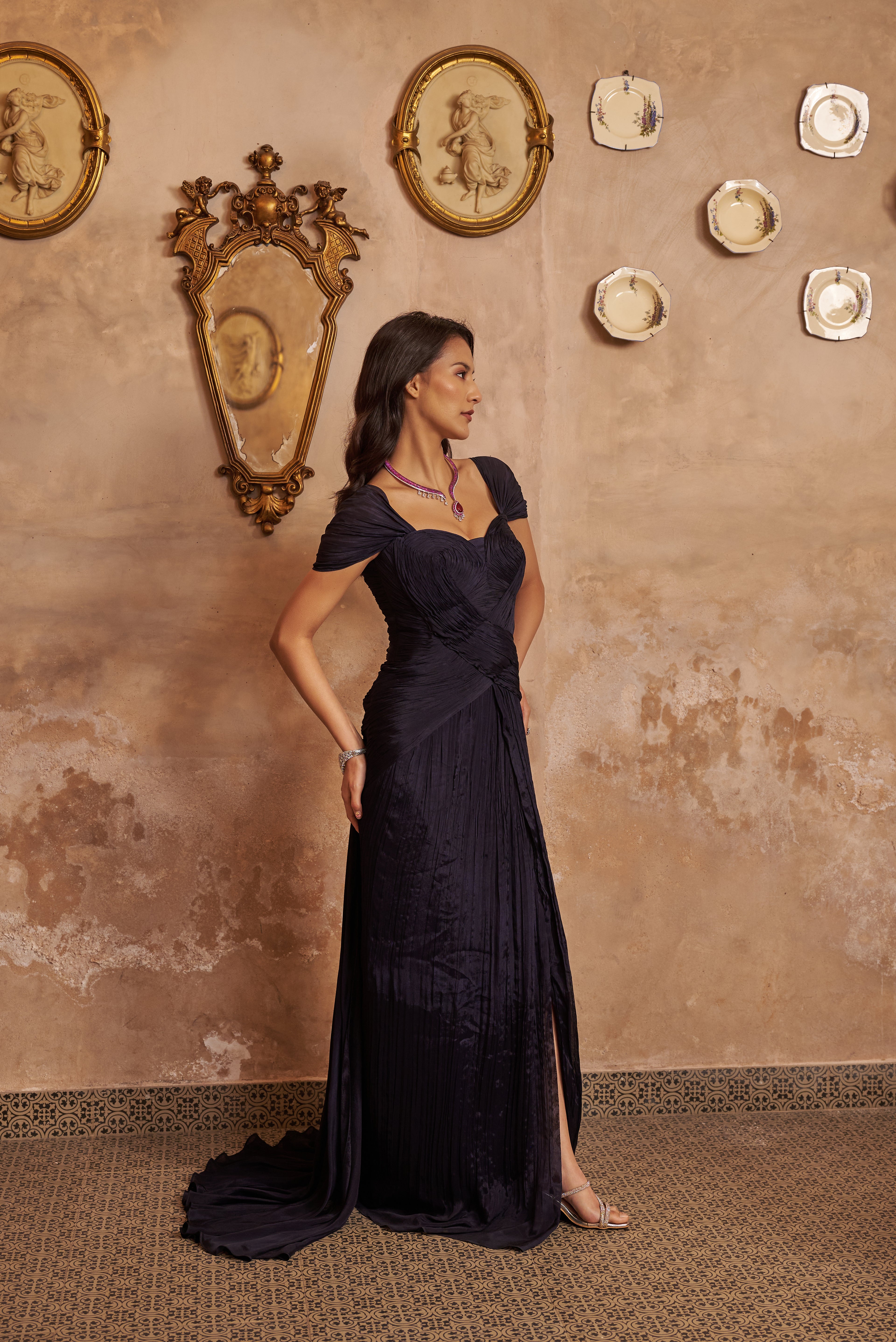 Royale Blue Ruched Gown