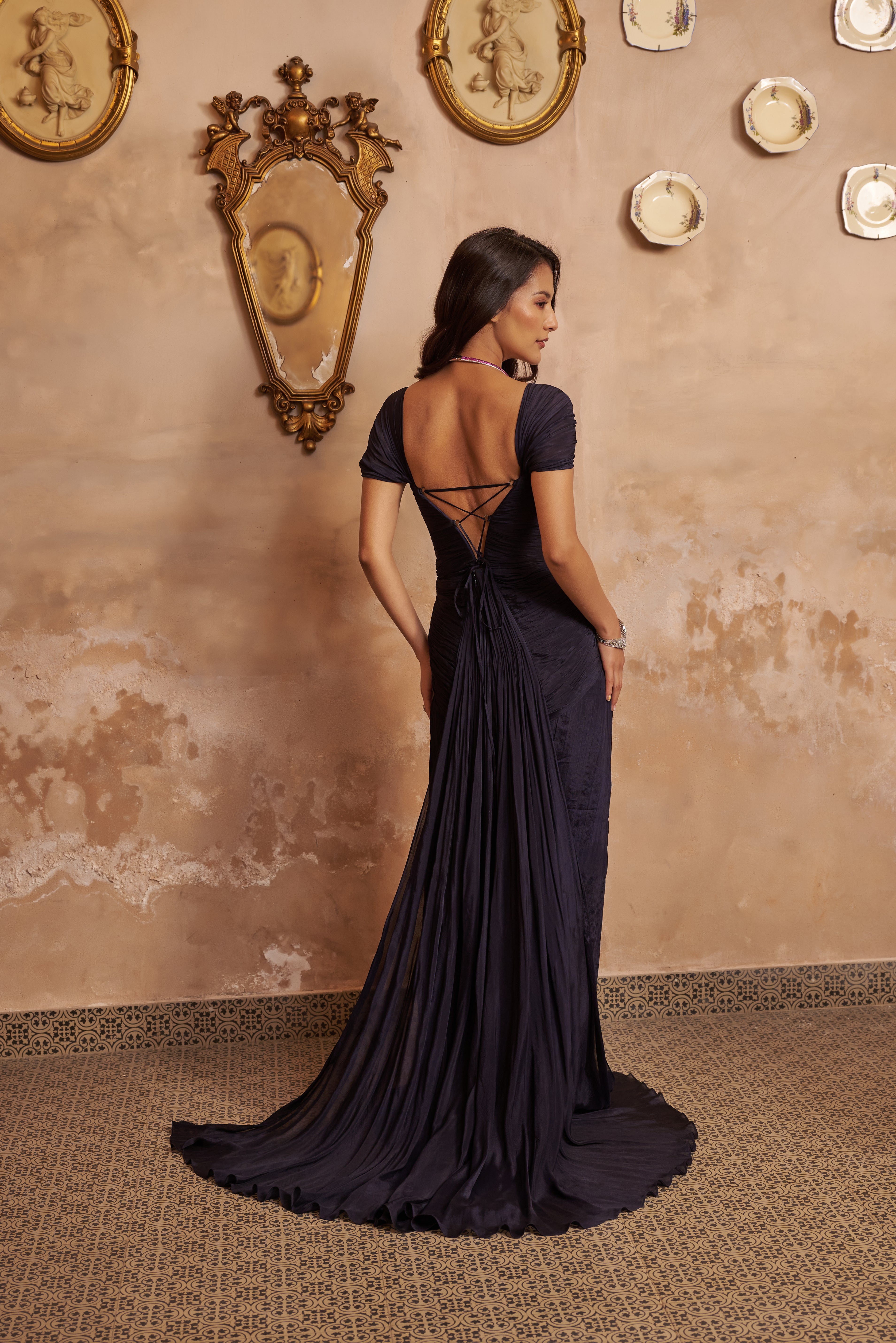 Royale Blue Ruched Gown