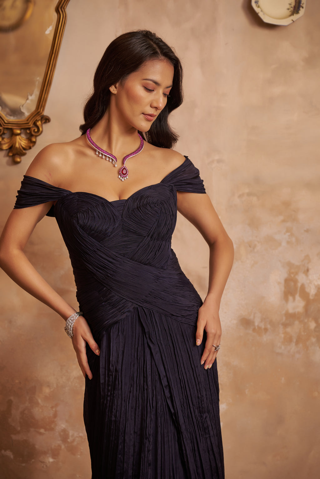 Royale Blue Ruched Gown