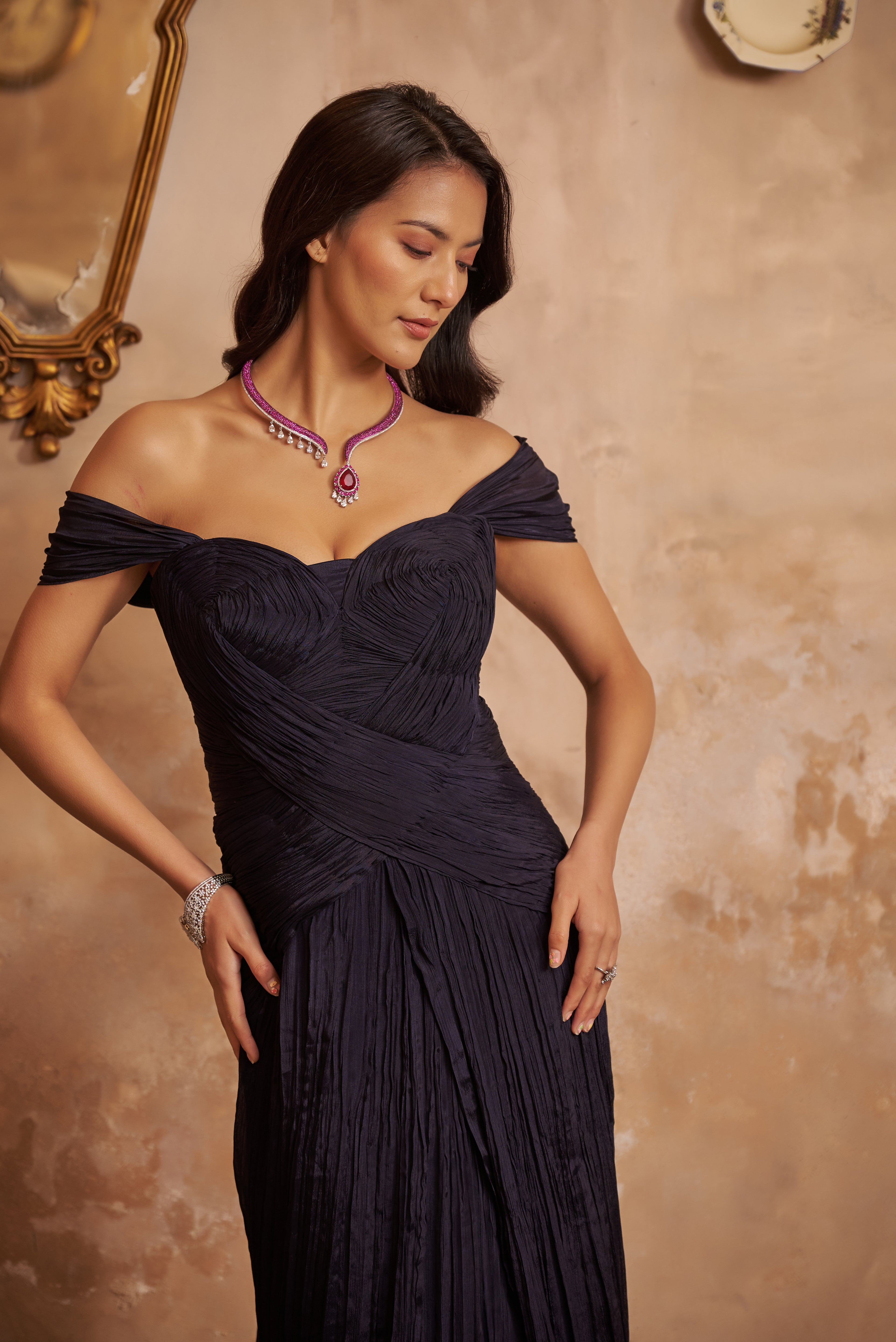 Royale Blue Ruched Gown