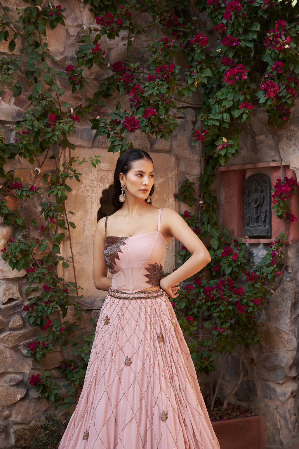 Blush Pink Organza Lehenga