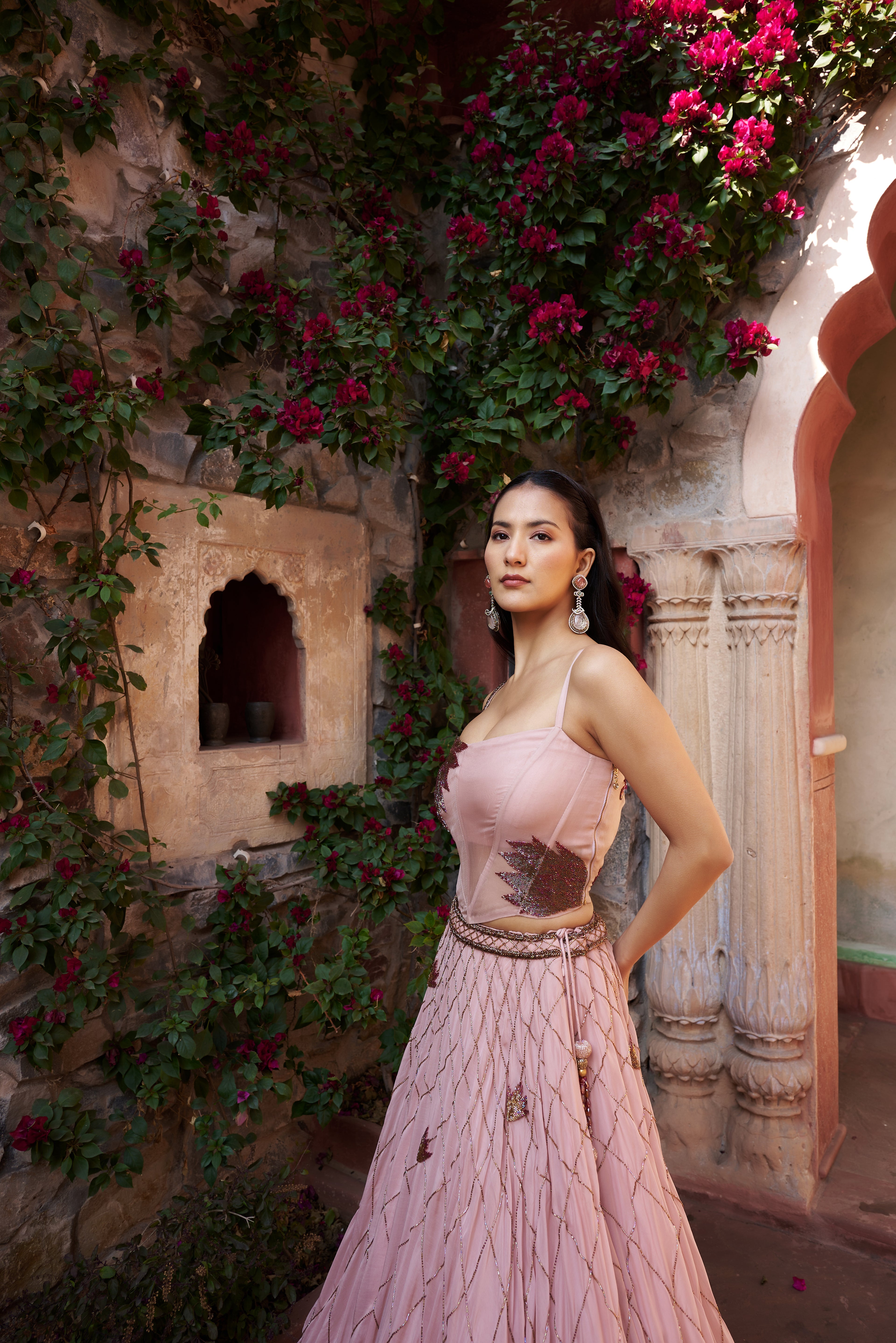 Blush Pink Organza Lehenga