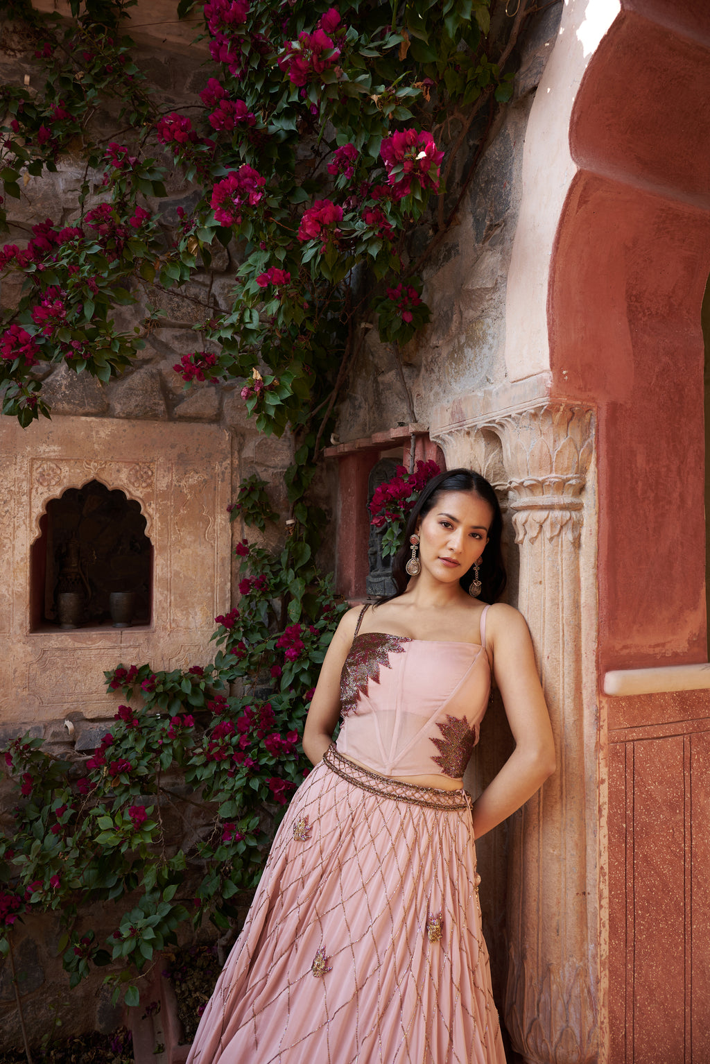 Blush Pink Organza Lehenga