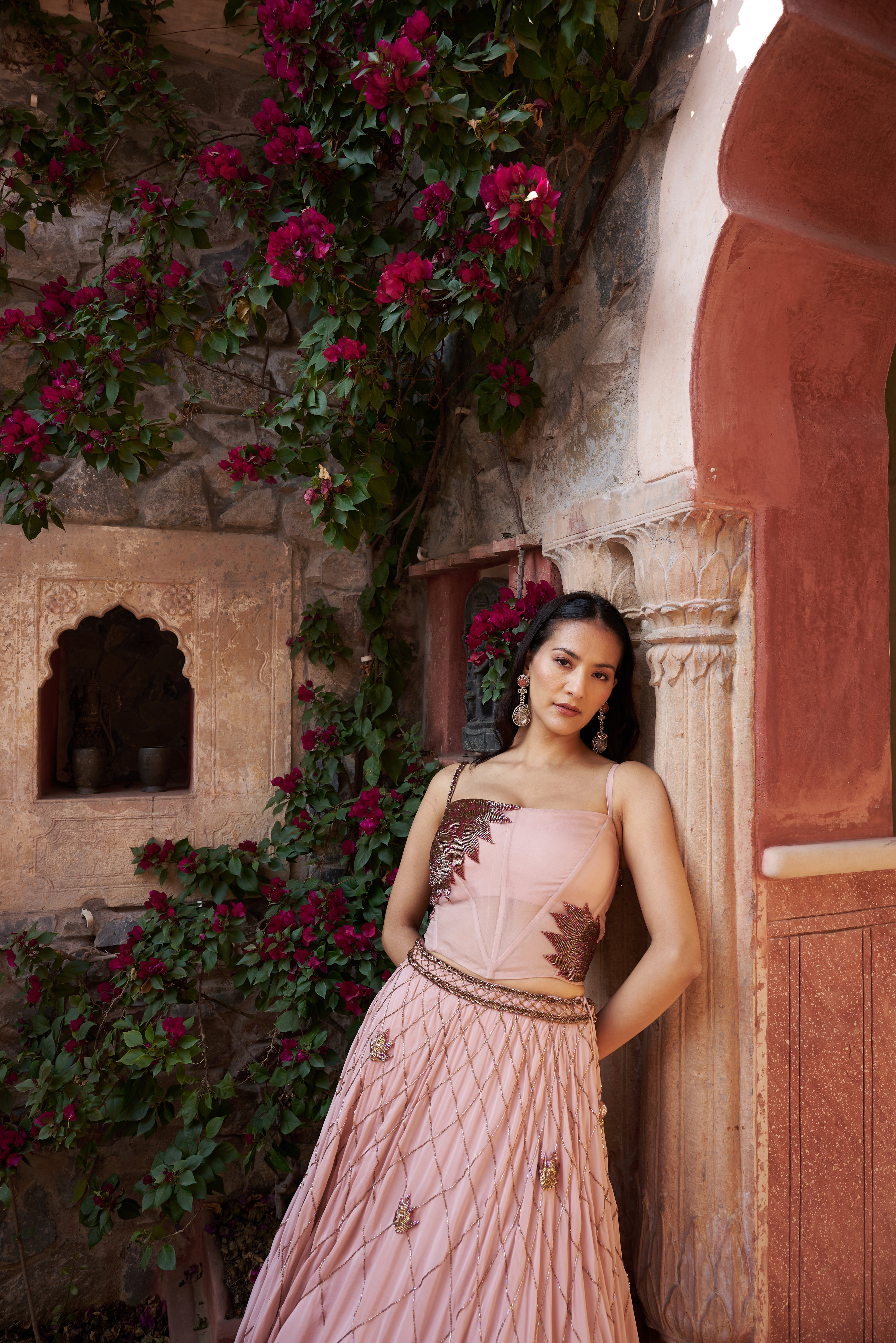 Blush Pink Organza Lehenga