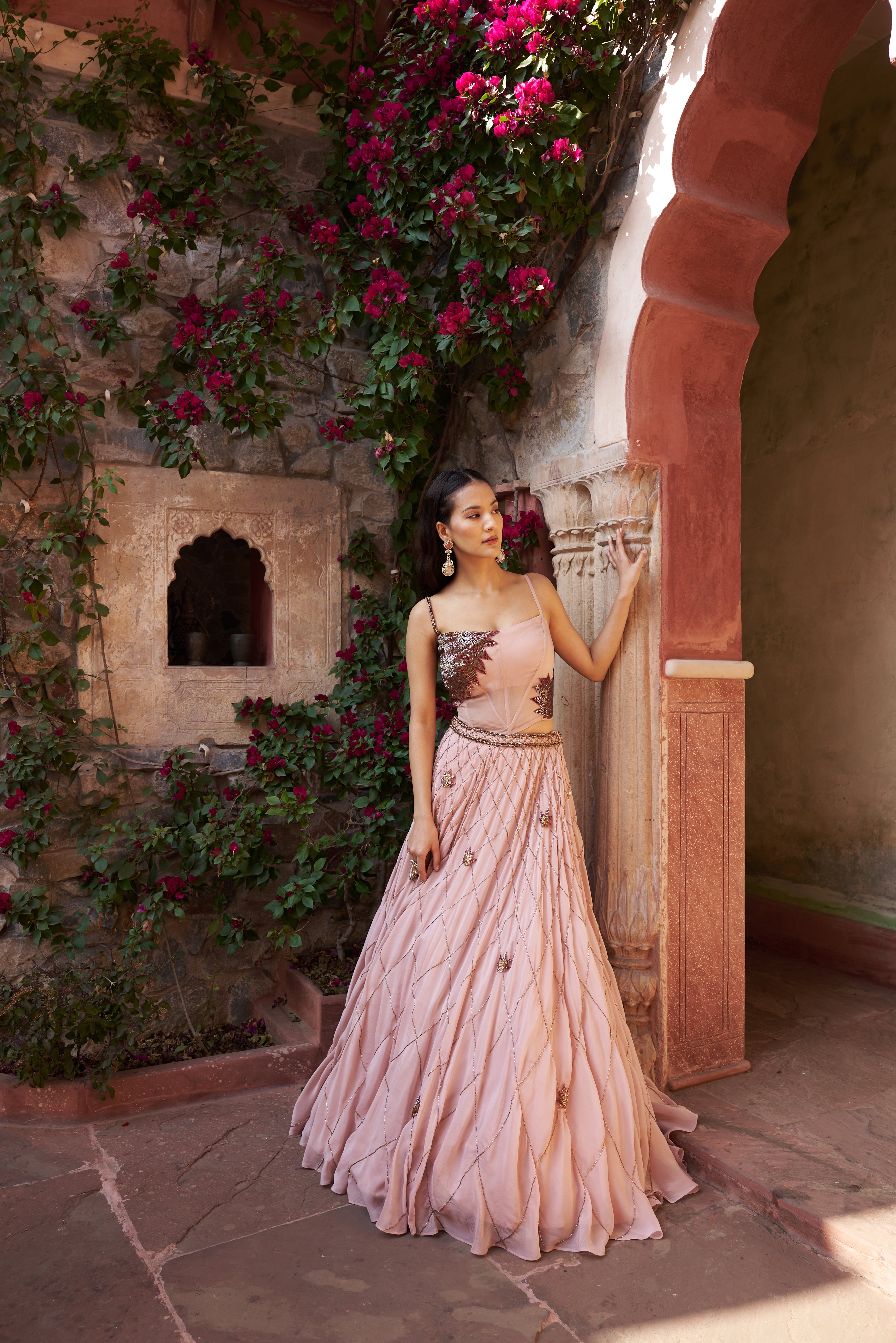 Blush Pink Organza Lehenga